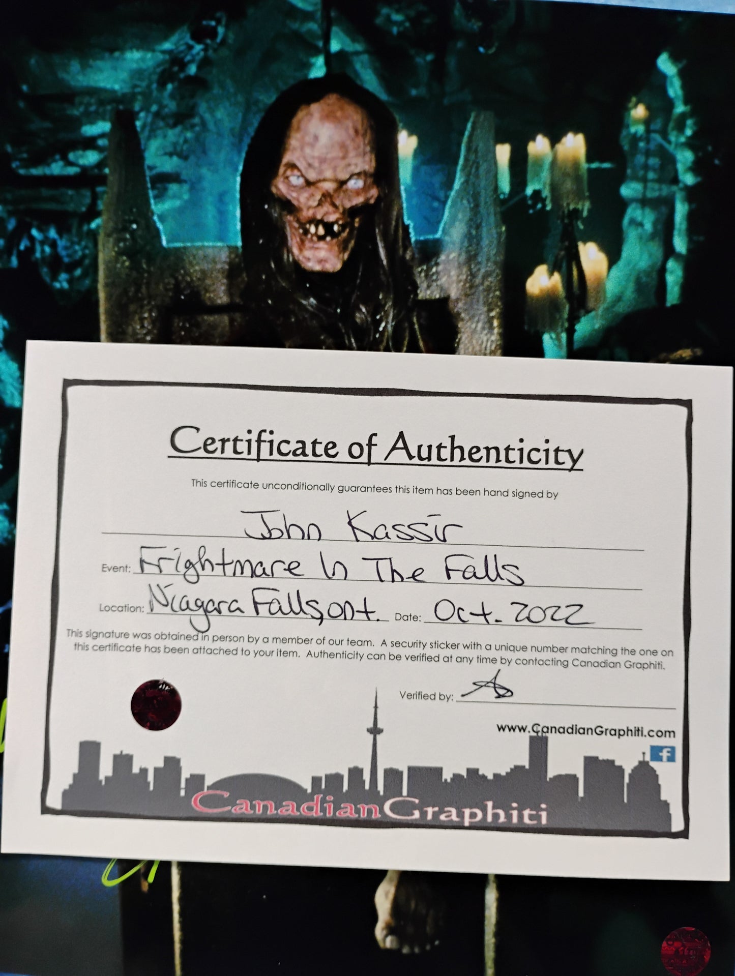 John Kassir Hand Signed Autograph 8x10 Photo COA Tales From The Crypt