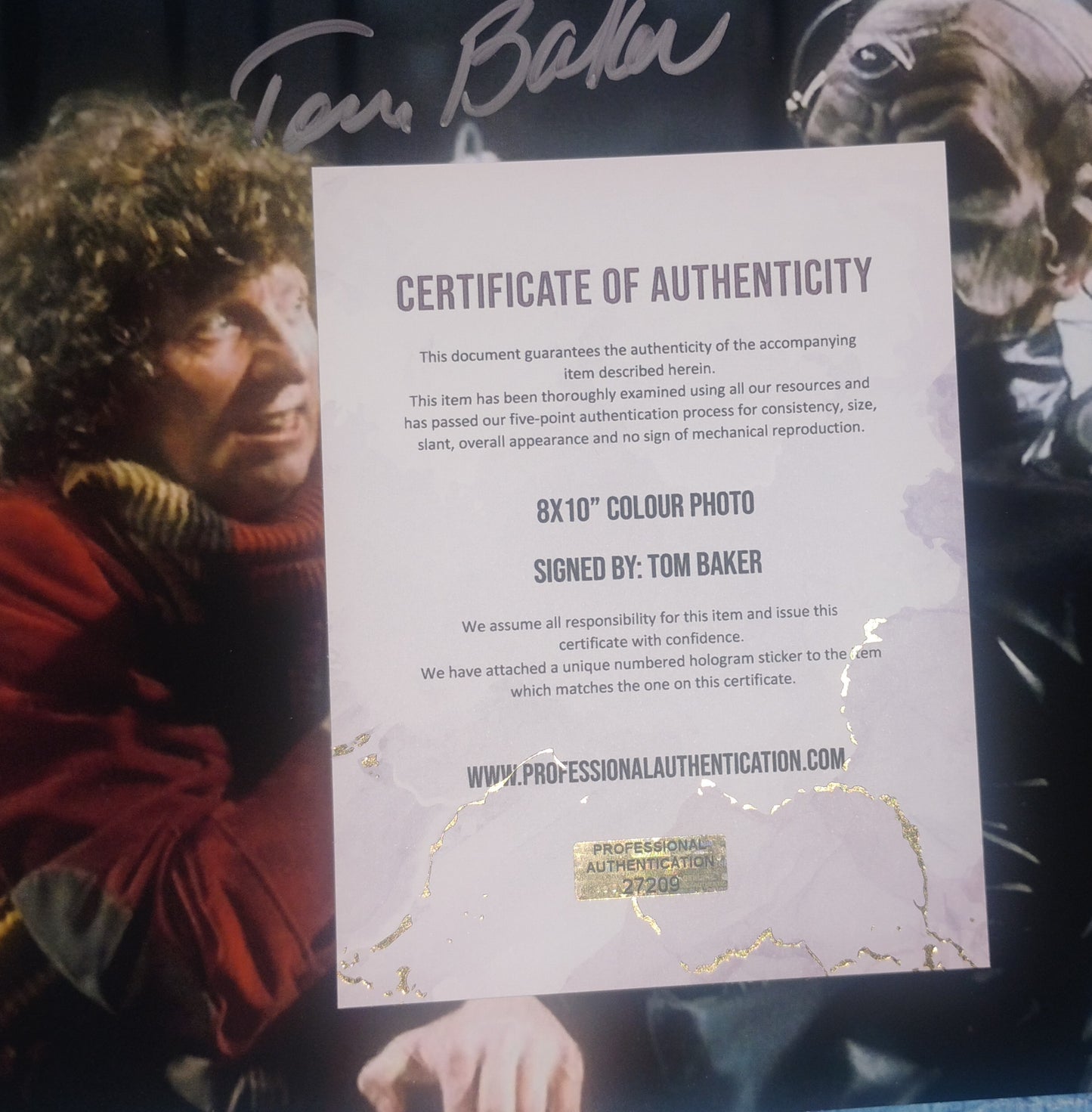 Tom Baker Hand Signed Autograph 8x10 Photo COA Doctor Who