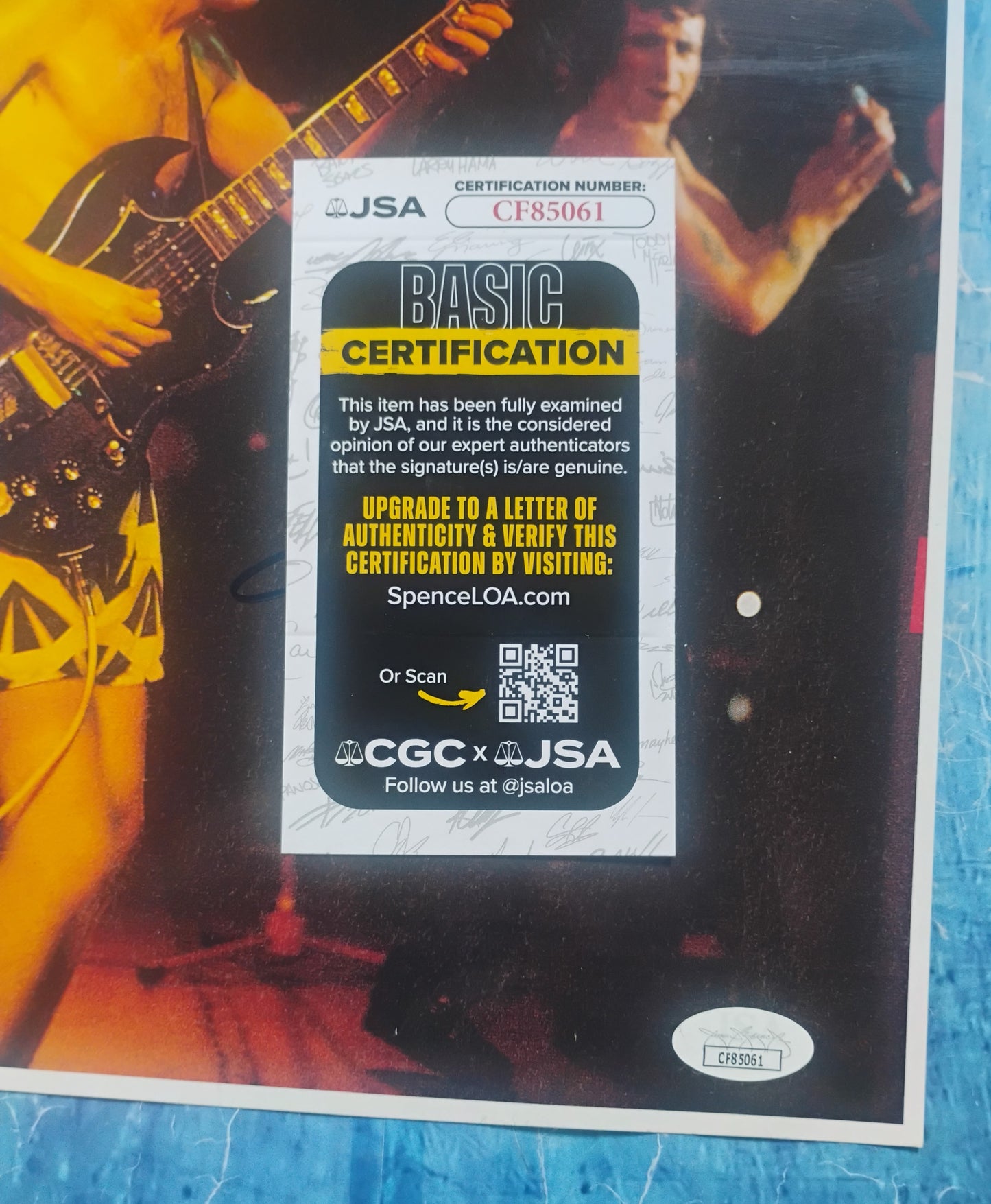 Angus Young AC/DC Hand Signed Autograph Photo JSA COA