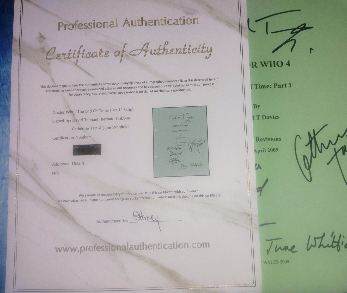 Doctor Who 4x Hand Signed Autograph Script COA David Tennant