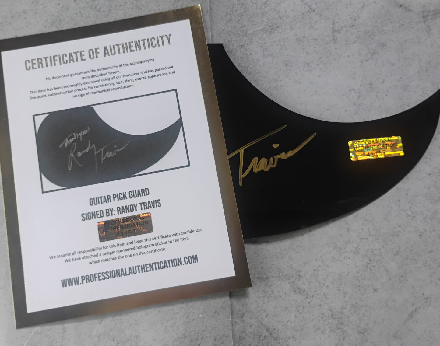 Randy Travis Hand Signed Autograph Guitar Pick Guard COA