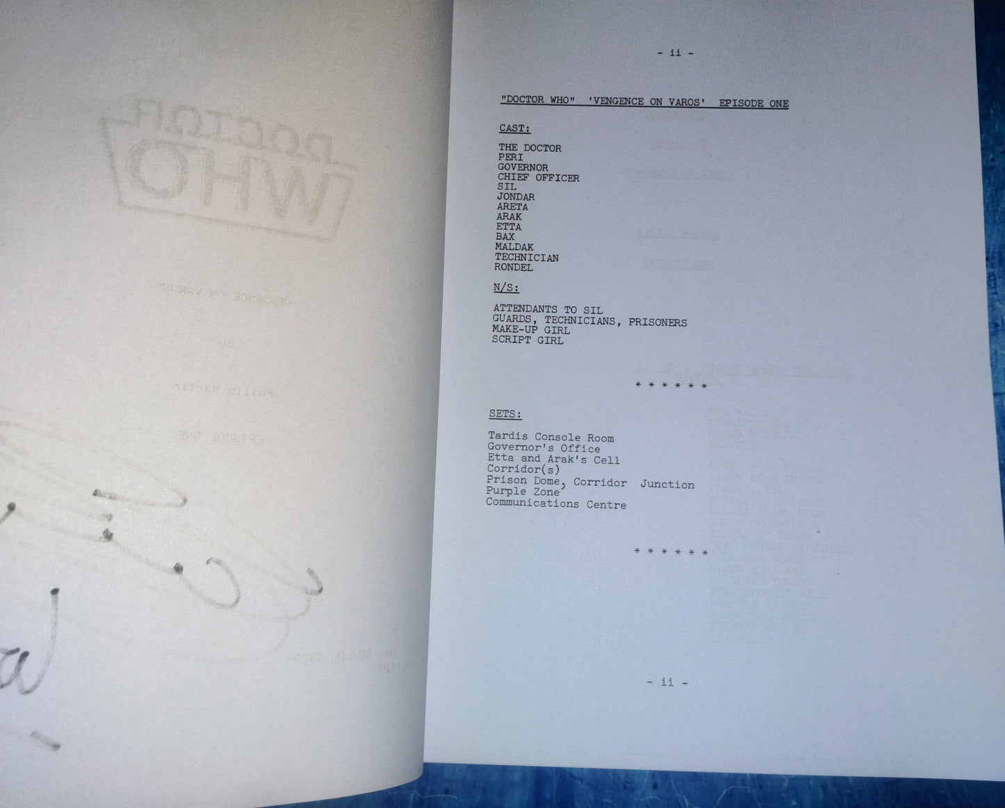 Colin Baker Hand Signed Autograph Doctor Who Script COA