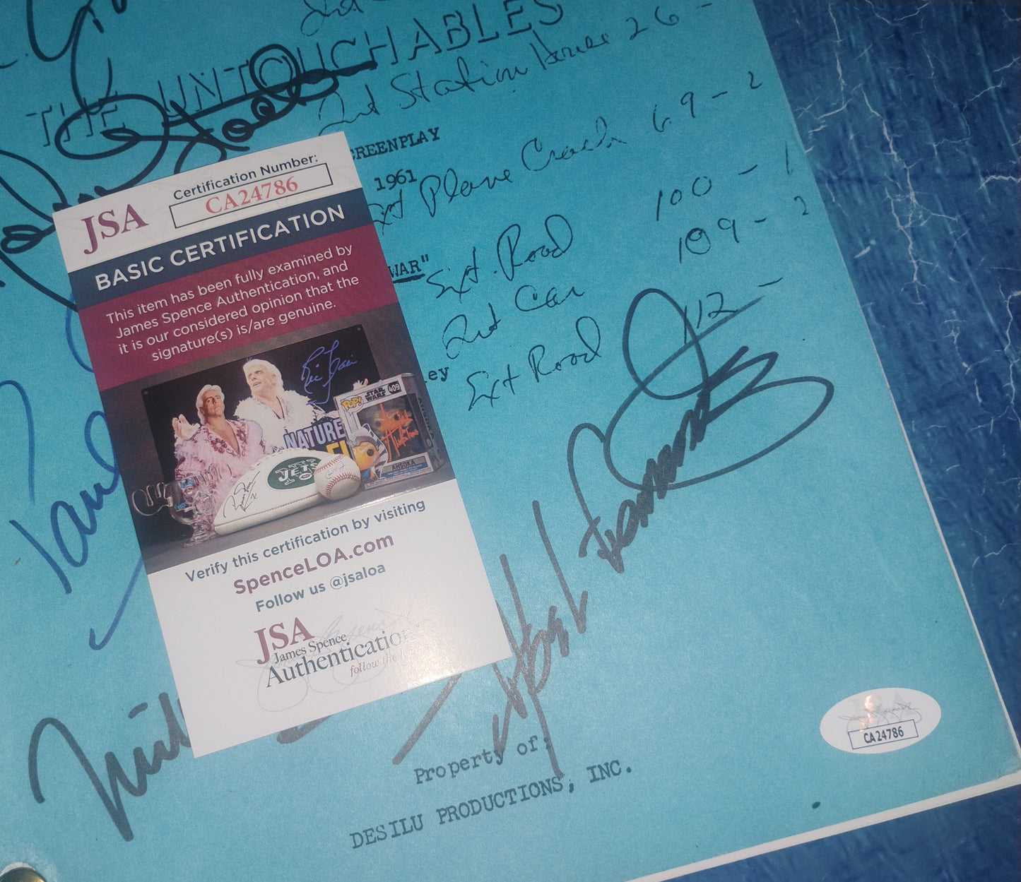 The Untouchables 5x Cast Hand Signed Autograph Script JSA COA Robert Stack