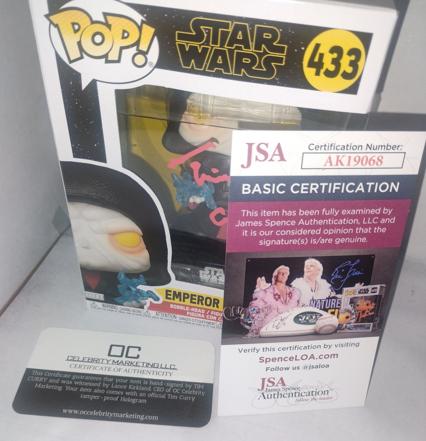 Tim Curry Hand Signed Autograph Emperor Palpatine Funko Pop JSA COA Star Wars