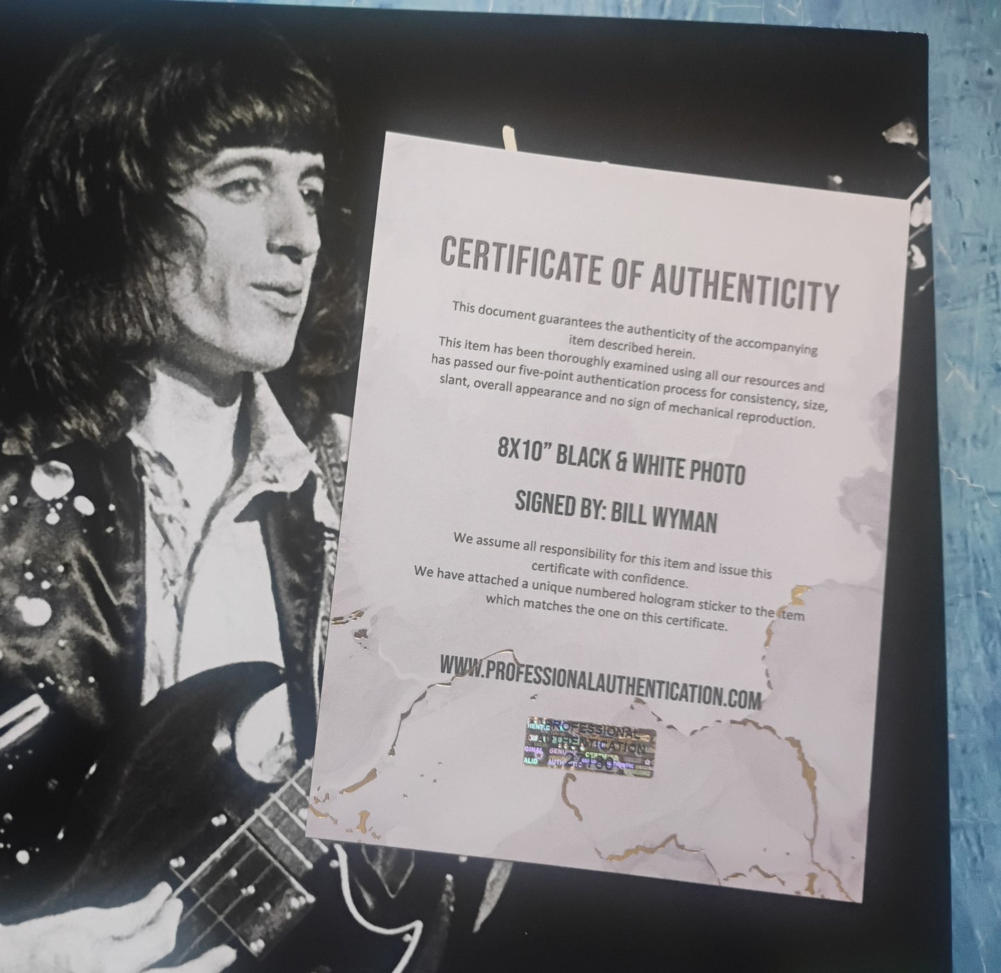 Bill Wyman Hand Signed Autograph 8x10 Photo COA Rolling Stones