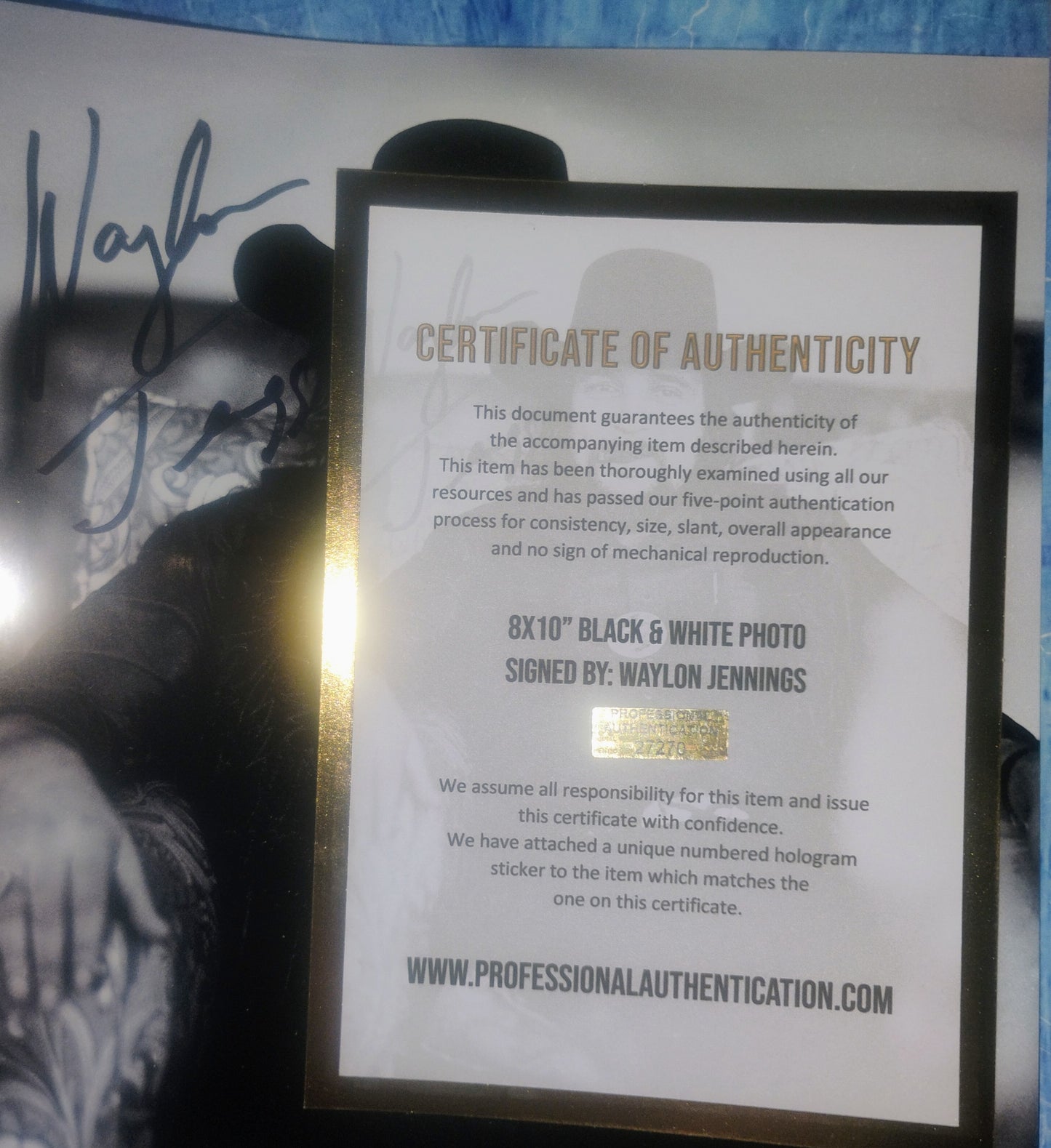 Waylon Jennings Hand Signed Autograph 8x10 Photo COA