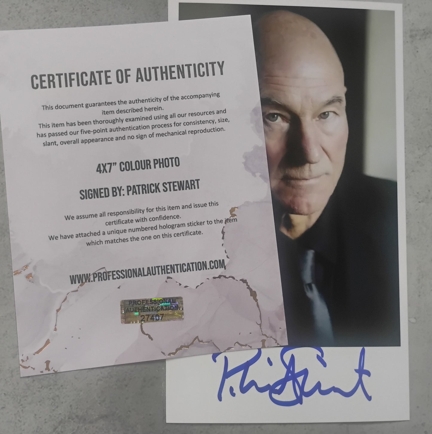 Patrick Stewart Hand Signed Autograph Photo COA