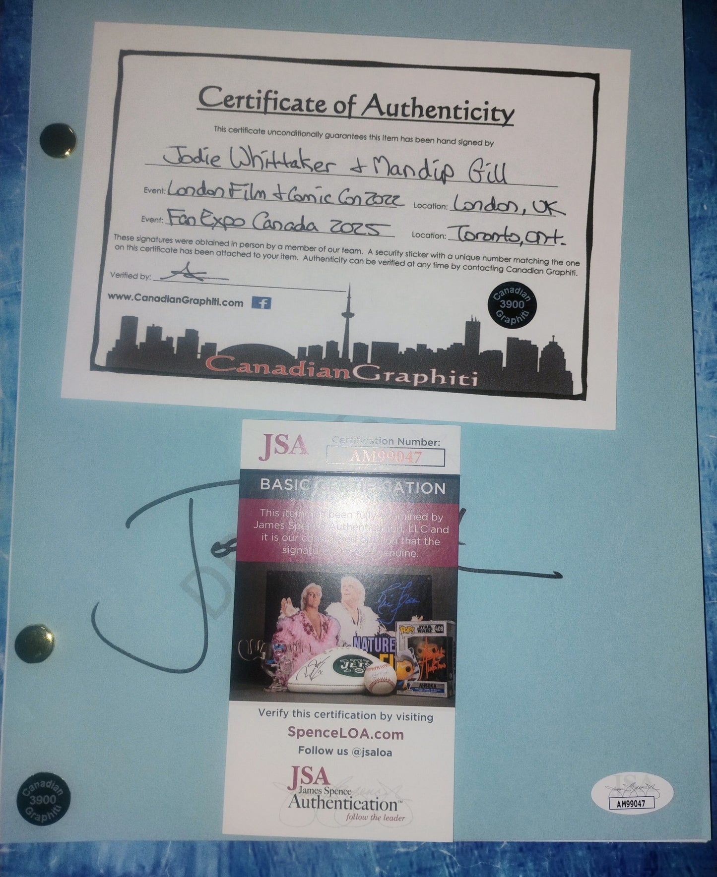 Jodie Whittaker & Mandip Gill Hand Signed Autograph Doctor Who Script COA + JSA & OPix