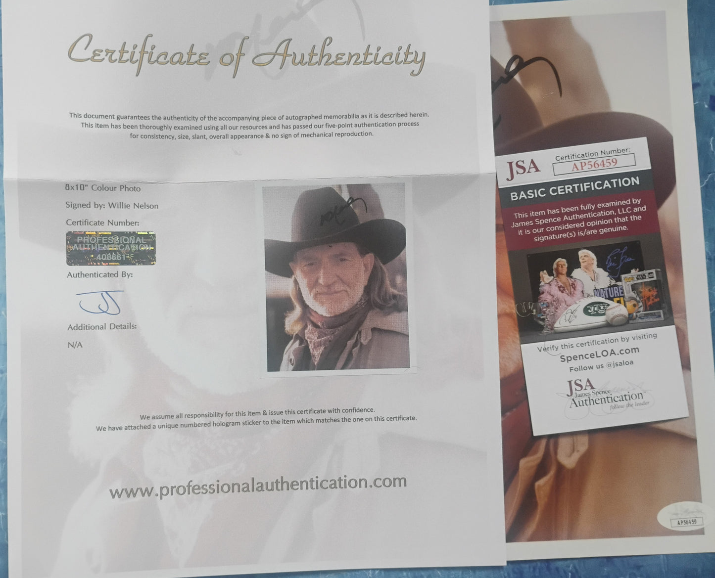 Willie Nelson Hand Signed Autograph 8x10 Photo JSA COA