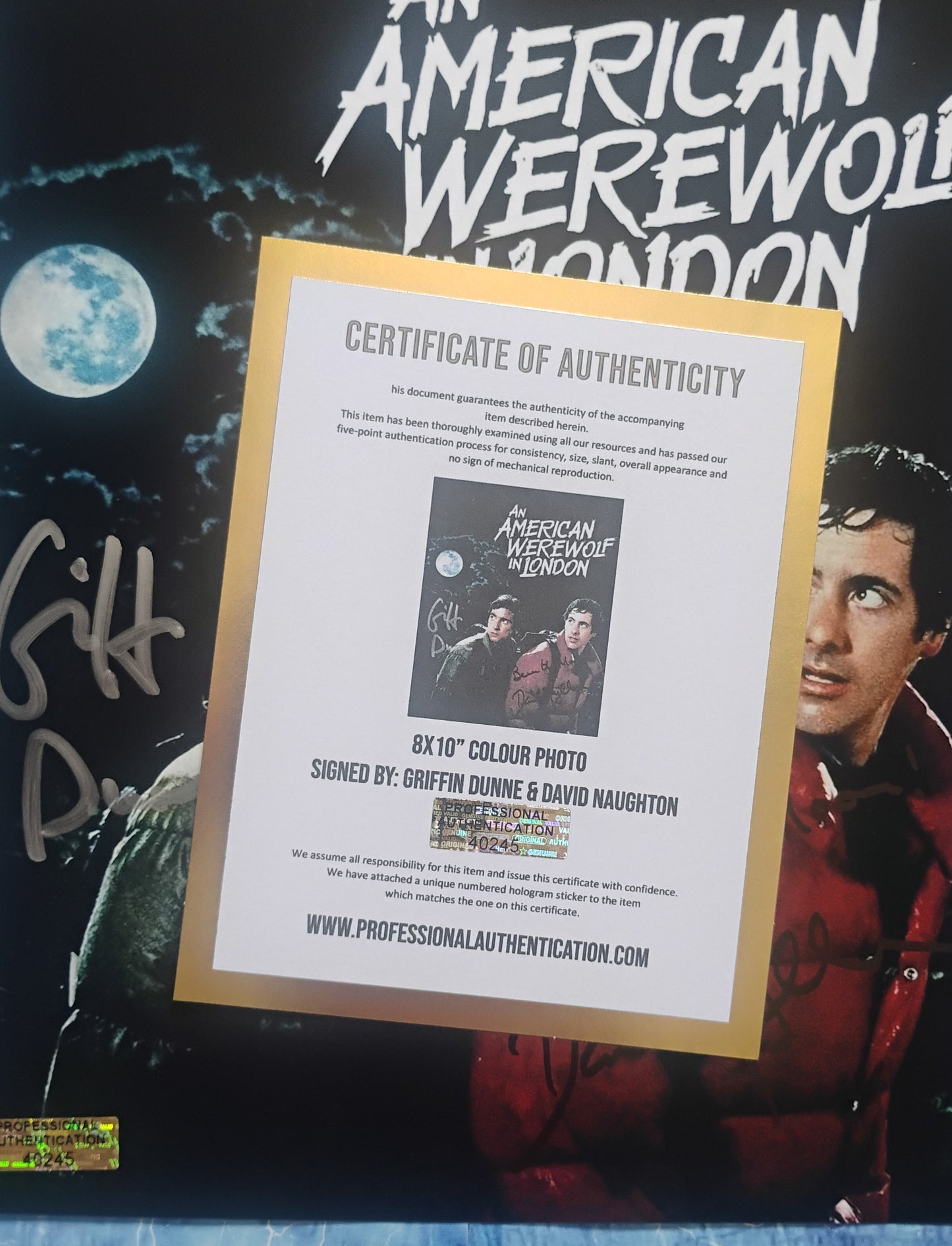 Griffin Dunne & David Naughton Hand Signed Autograph 8x10 Photo COA American Werewolf In London