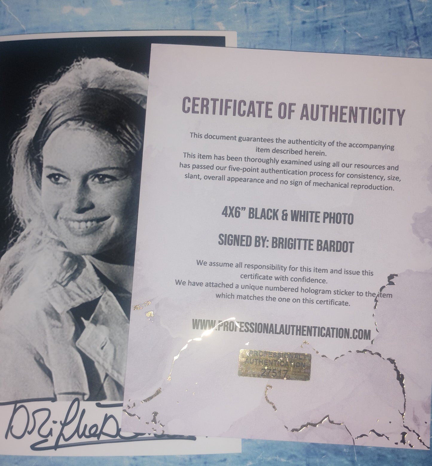Brigitte Bardot Hand Signed Autograph Photo COA
