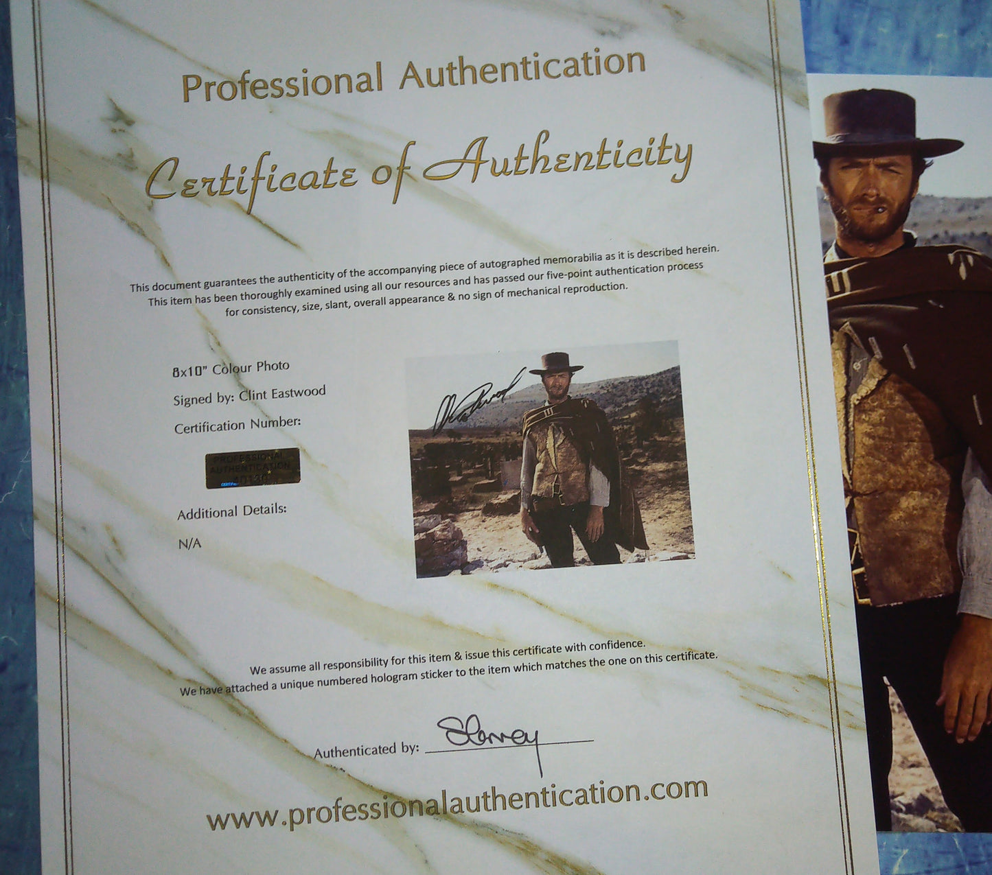 Clint Eastwood Hand Signed Autograph 8x10 Photo COA The Good, The Bad & The Ugly