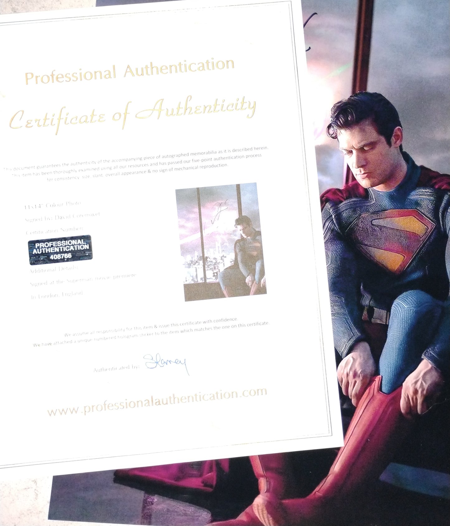 David Corenswet Hand Signed Autograph 11x14 Photo COA Superman