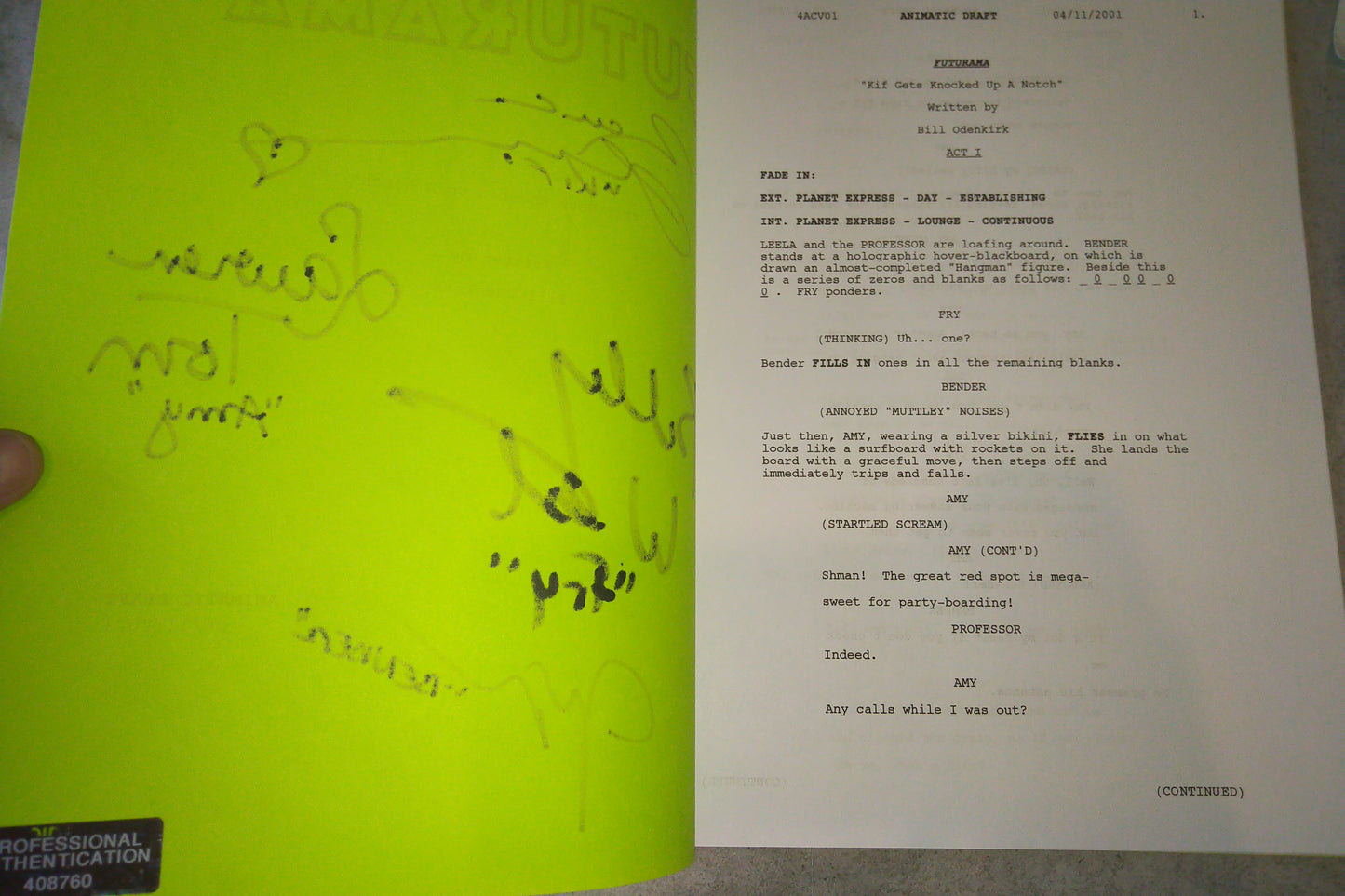 Futurama 4x Cast Hand Signed Autograph Script COA