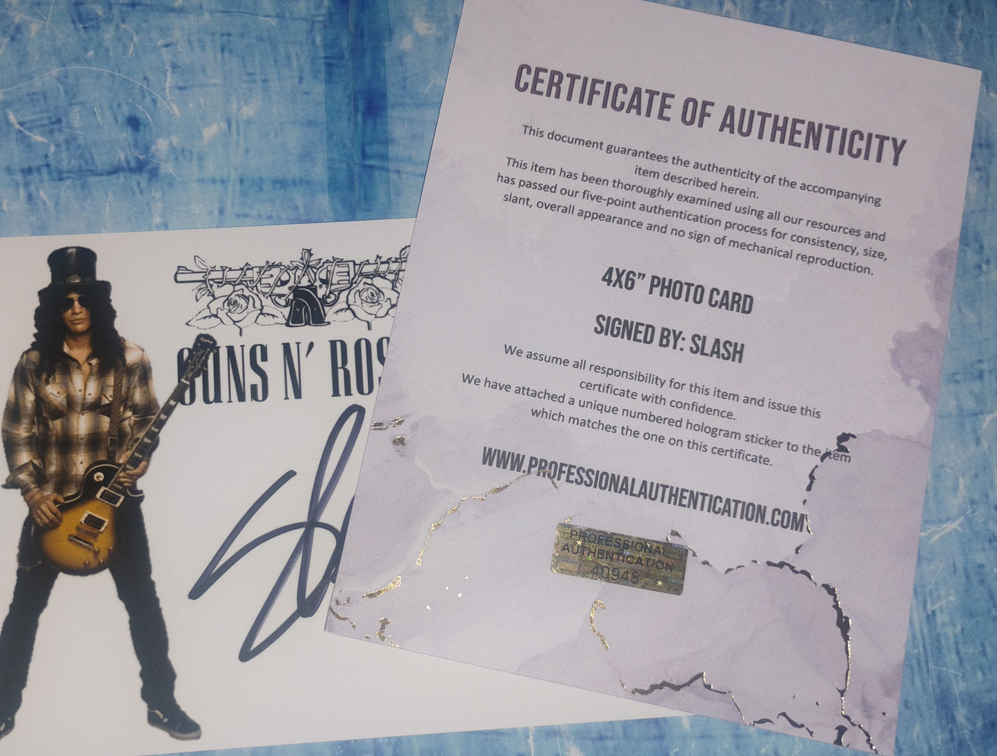 Slash Hand Signed Autograph Photo COA Guns N Roses