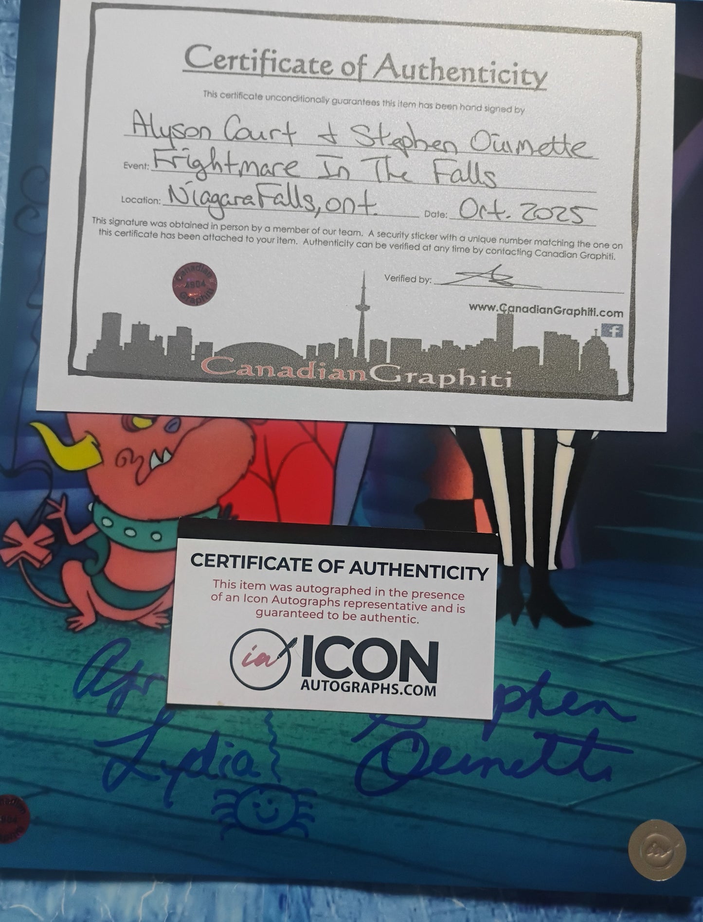 Alyson Court & Stephen Ouimette Hand Signed Autograph 8x10 Photo COA Beetlejuice