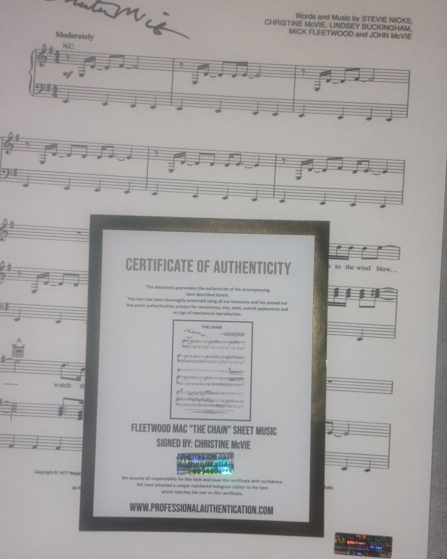 Christine McVie Hand Signed Autograph Sheet Music COA Fleetwood Mac