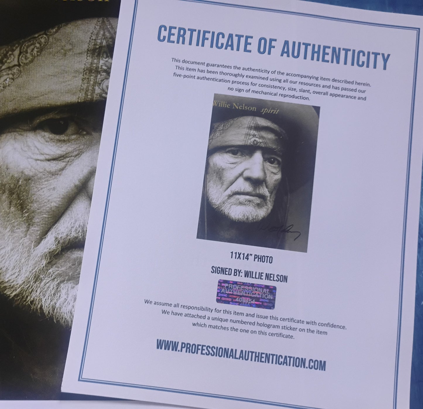 Willie Nelson Hand Signed Autograph Photo COA