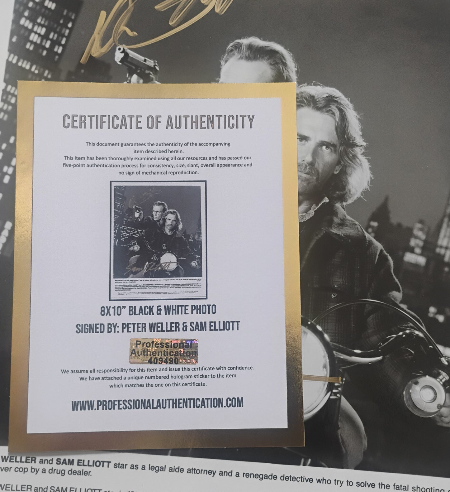 Sam Elliott & Peter Weller Hand Signed Autograph 8x10 Photo COA Shakedown