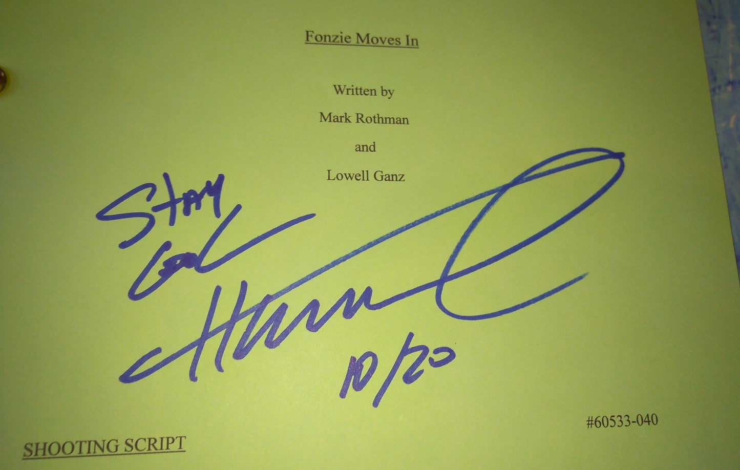 Marion Ross & Henry Winkler Hand Signed Autograph Happy Days Script COA