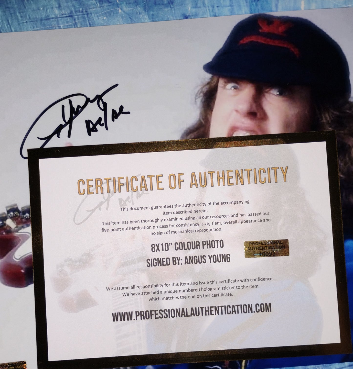 Angus Young Hand Signed Autograph 8x10 Photo COA