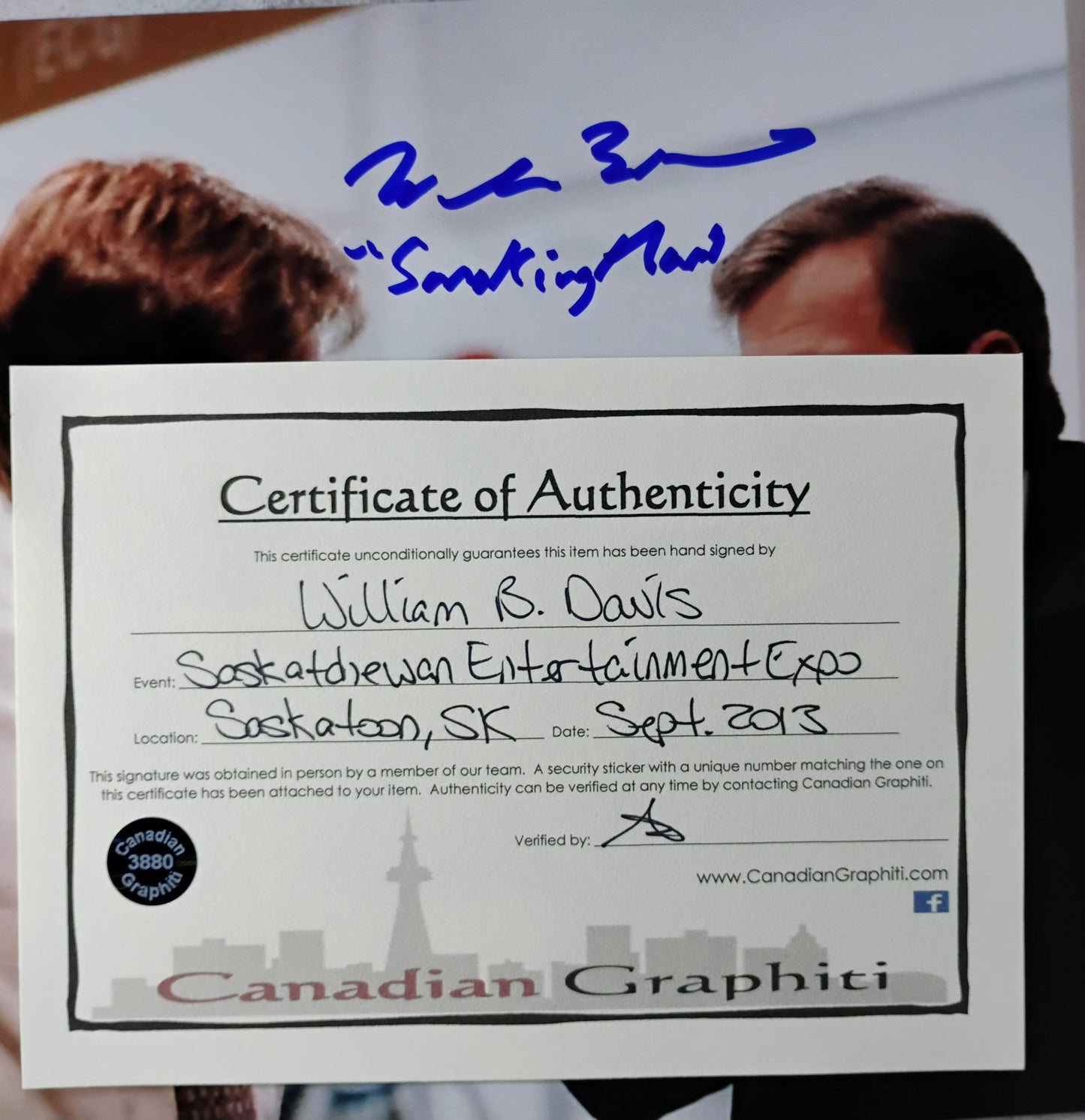 William B Davis Hand Signed Autograph 8x10 Photo COA X-Files