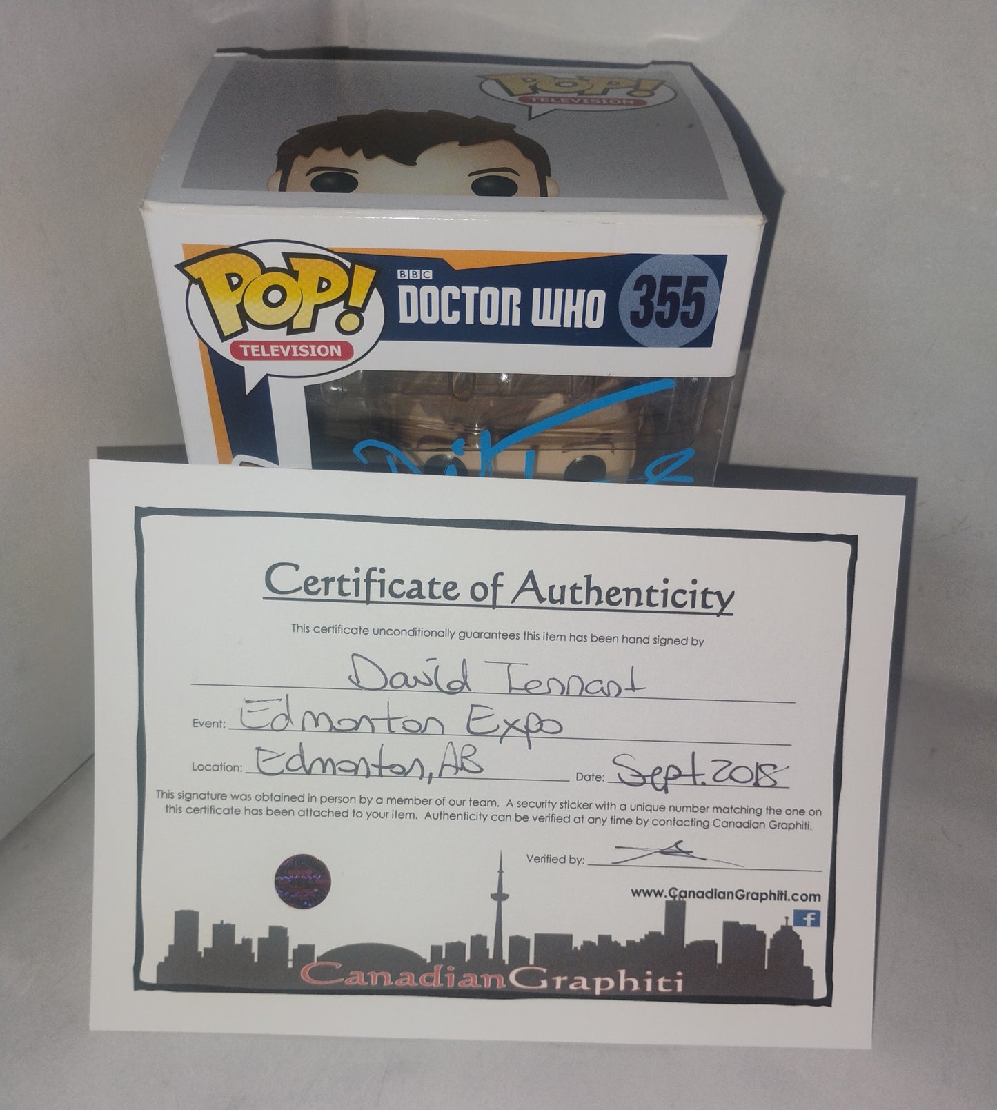 David Tennant Hand Signed Autograph Doctor Who Funko Pop COA