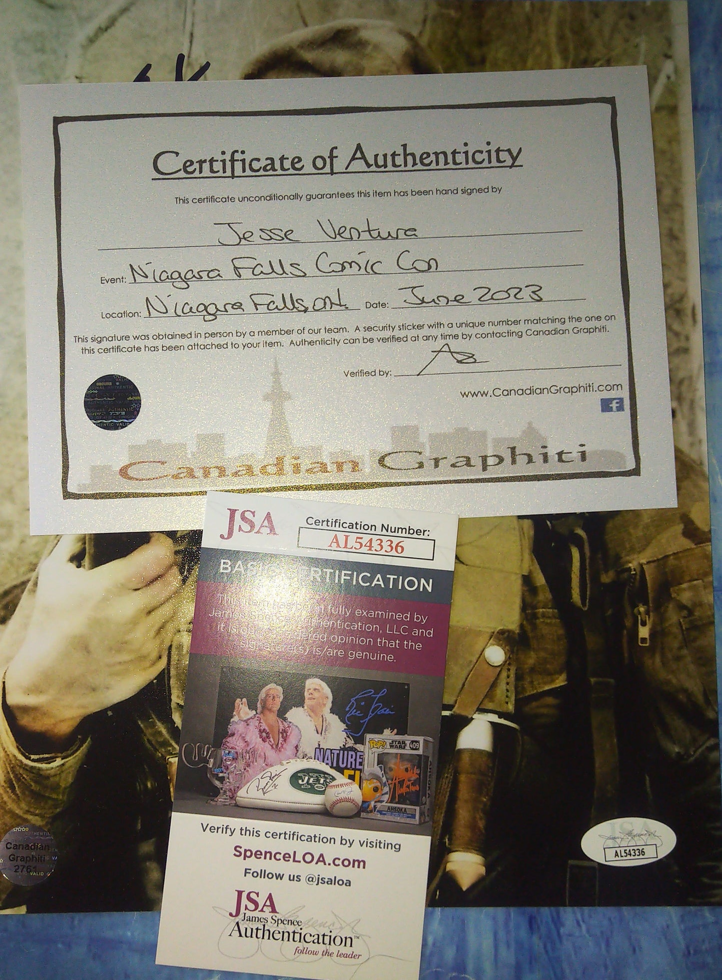 Jesse Ventura Hand Signed Autograph 8x10 Photo COA + JSA Predator