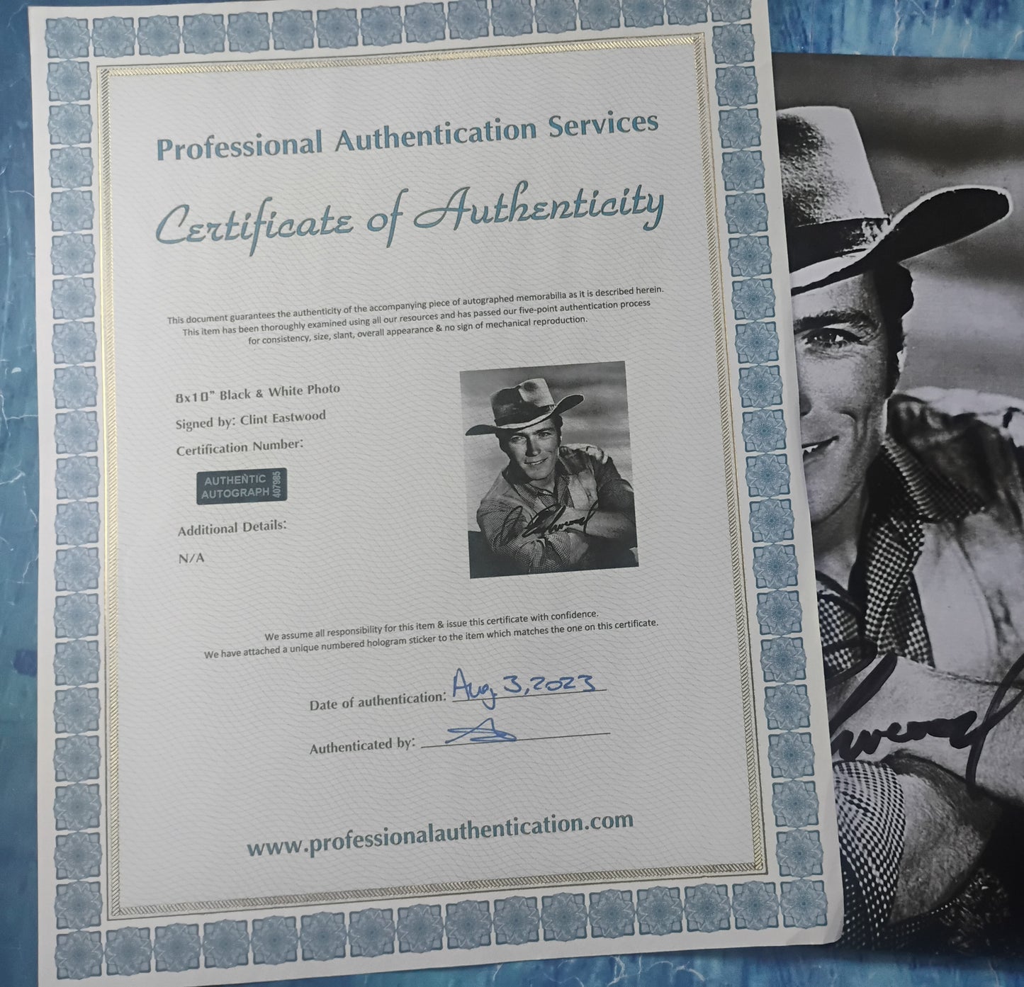 Clint Eastwood Hand Signed Autograph 8x10 Photo COA