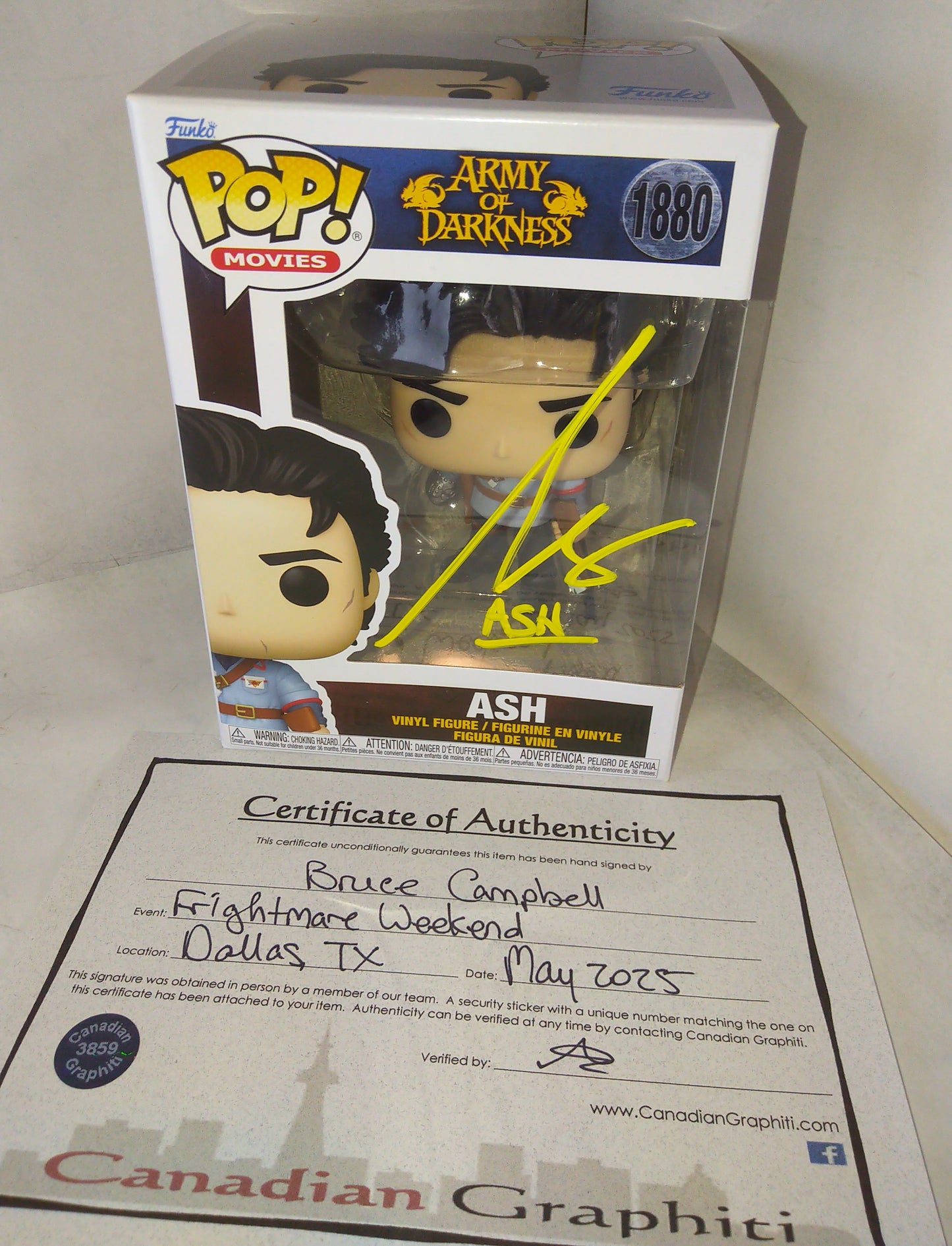 Bruce Campbell Hand Signed Autograph Ash Funko Pop COA Army Of Darkness