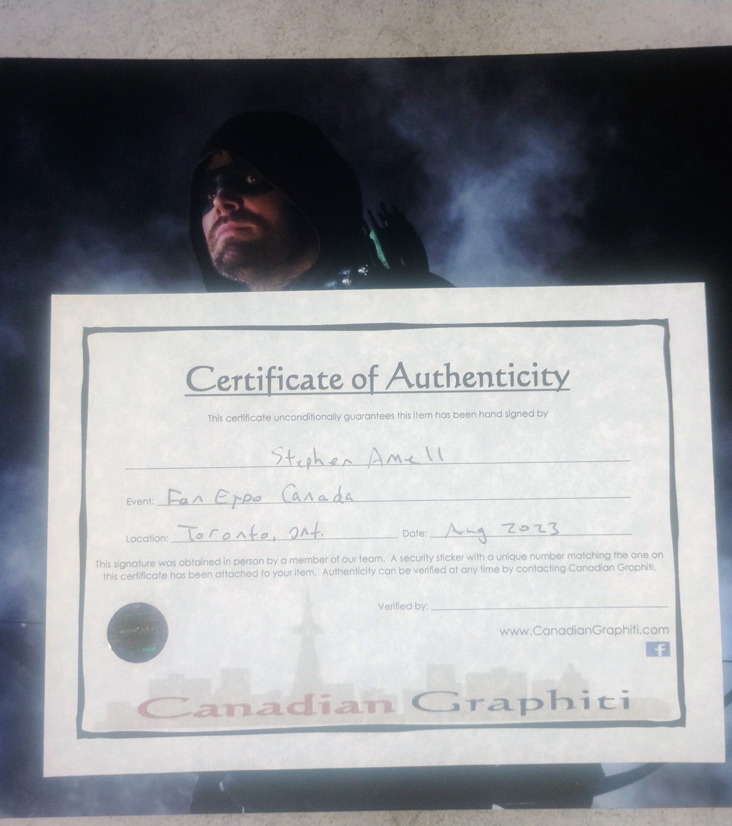 Stephen Amell Hand Signed Autograph 8x10 Photo COA Arrow