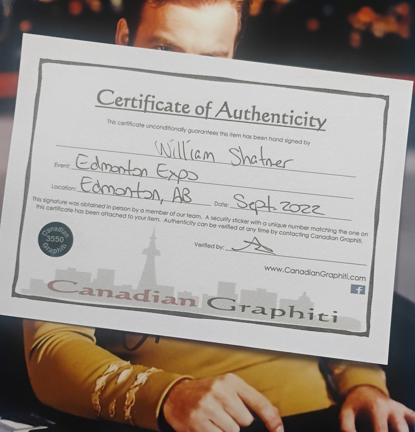 William Shatner Hand Signed Autograph 8x10 Photo COA Star Trek