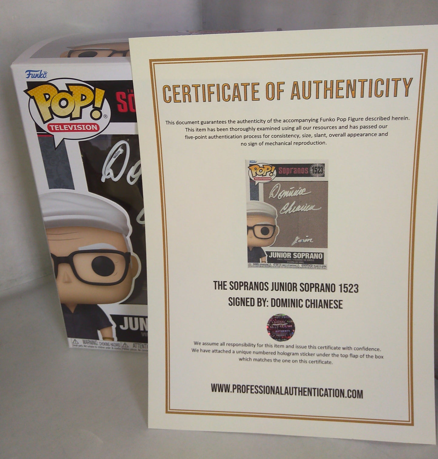 Dominic Chianese Hand Signed Autograph Sopranos Funko Pop COA