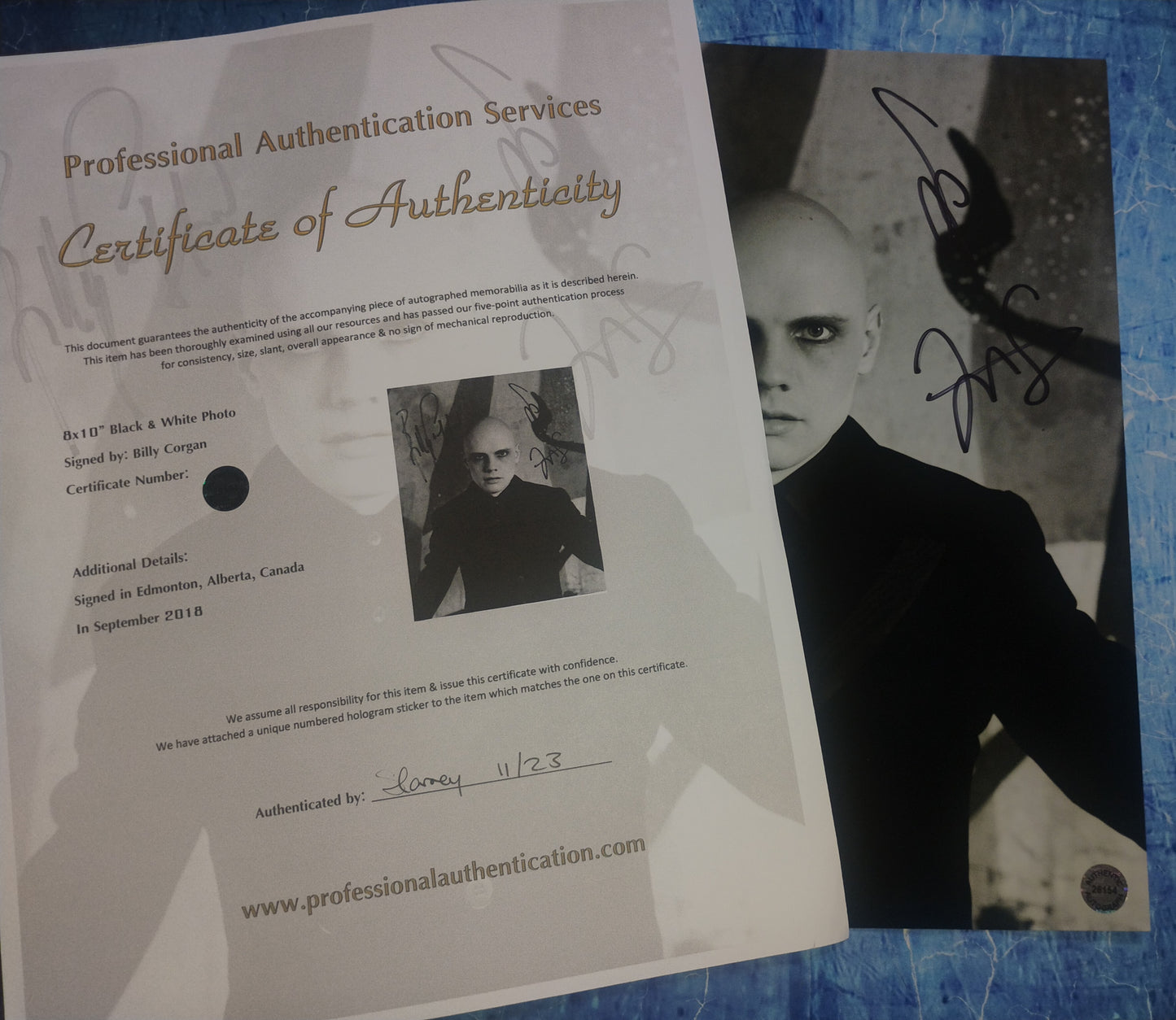 Billy Corgan Hand Signed Autograph 8x10 Photo COA Smashing Pumpkins