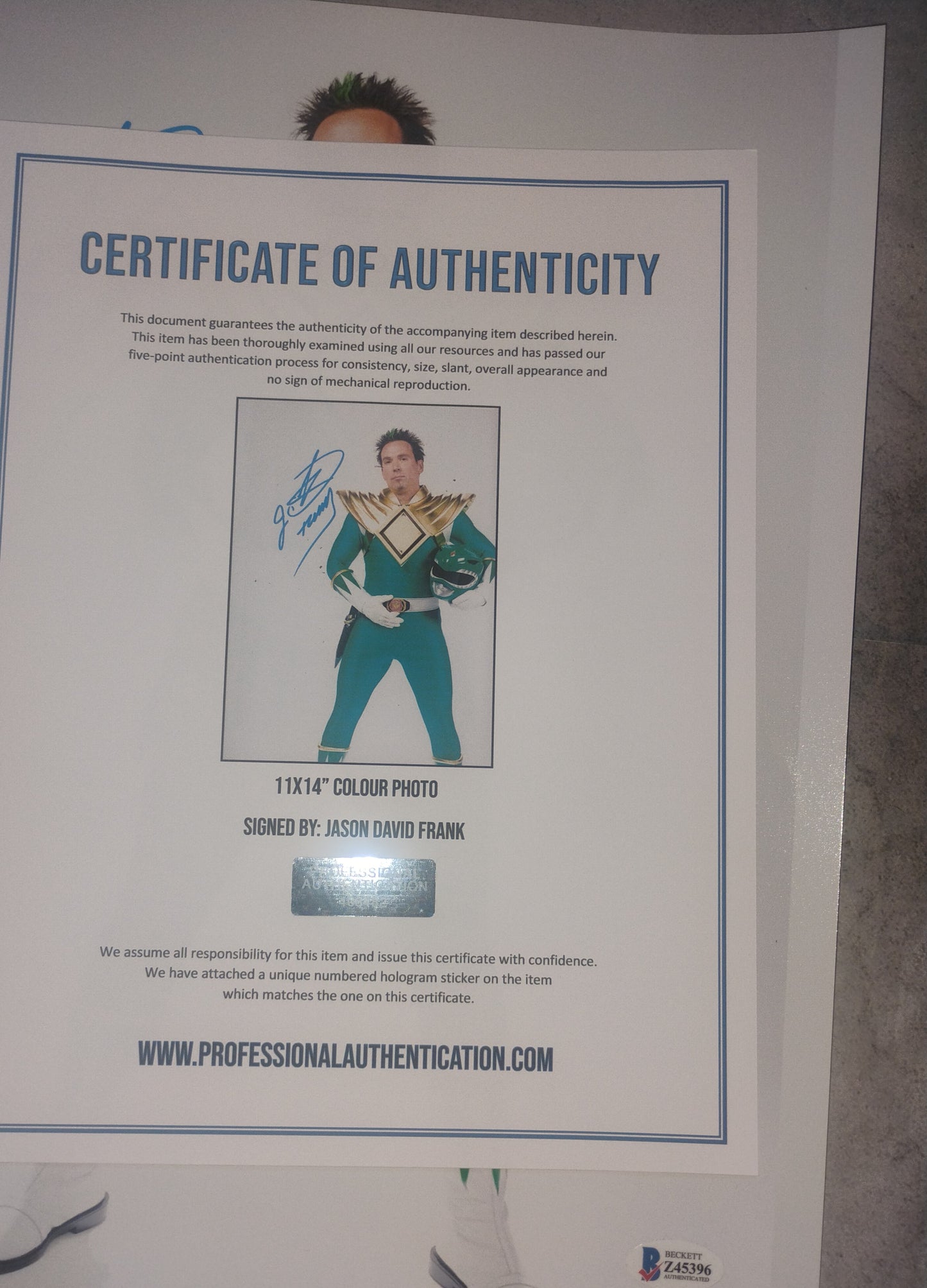 Jason David Frank Hand Signed Autograph 11x14 Photo BAS COA Power Rangers