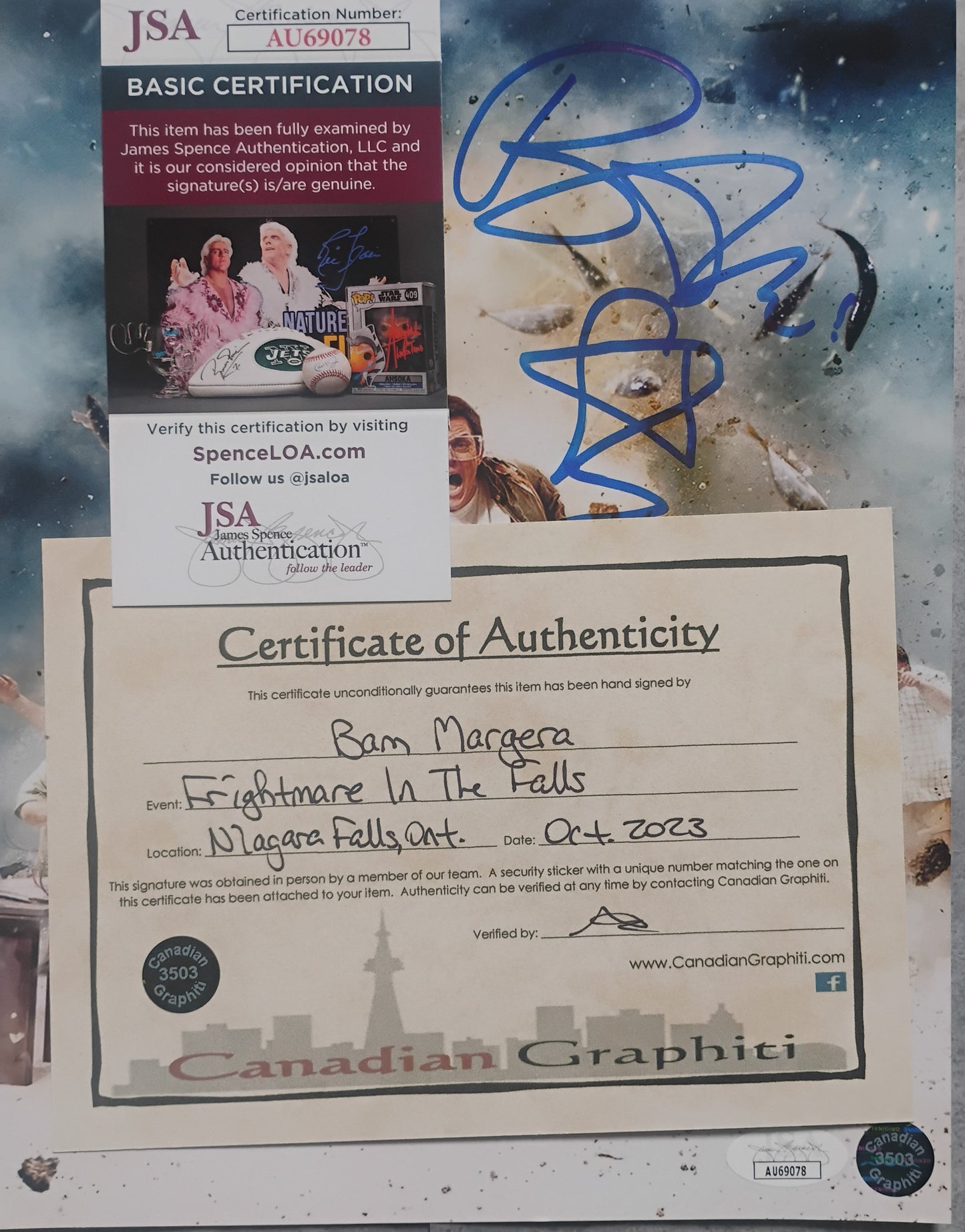 Bam Margera Hand Signed Autograph 8x10 Photo JSA COA Jackass