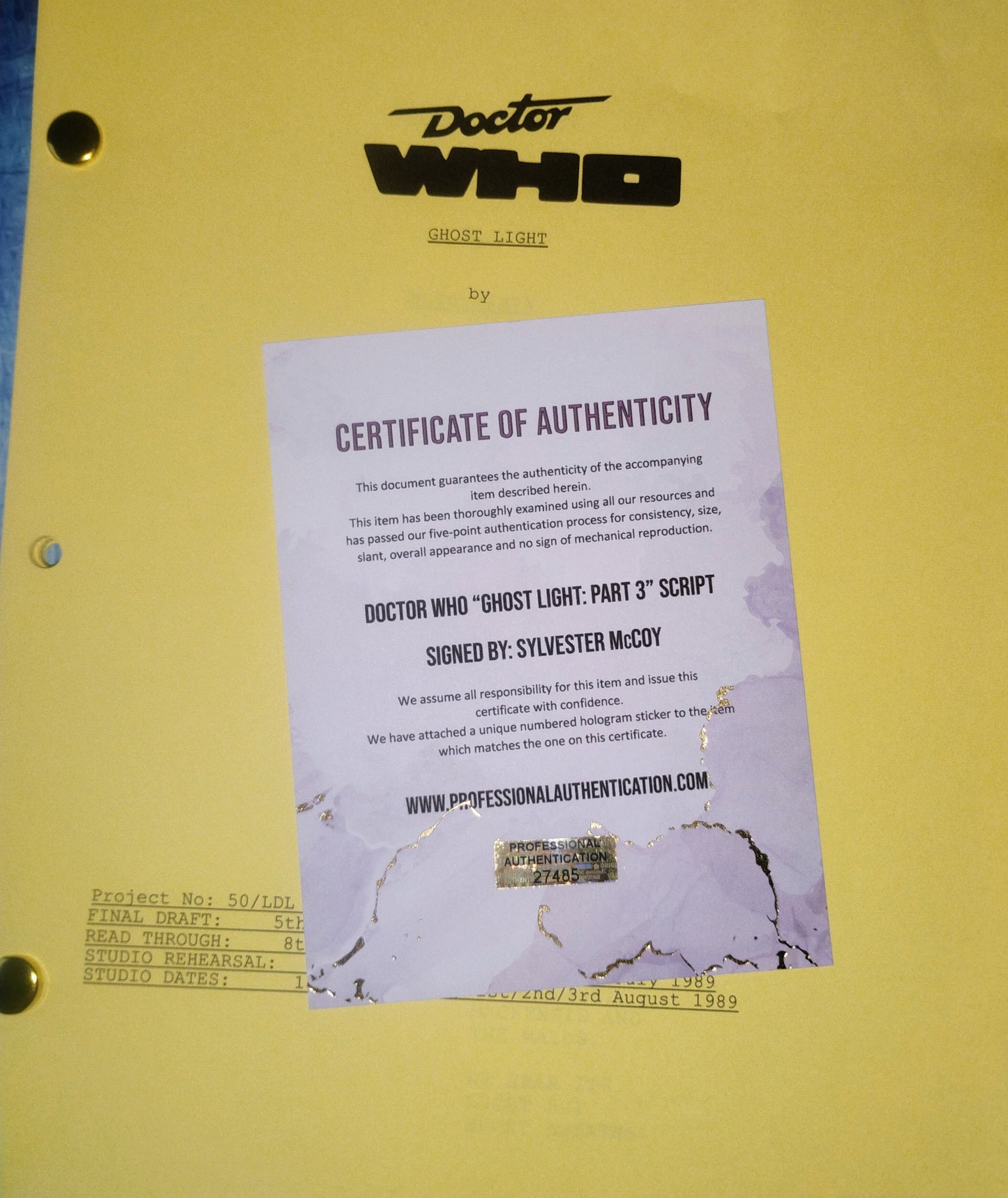Sylvester McCoy Hand Signed Autograph Doctor Who Script COA