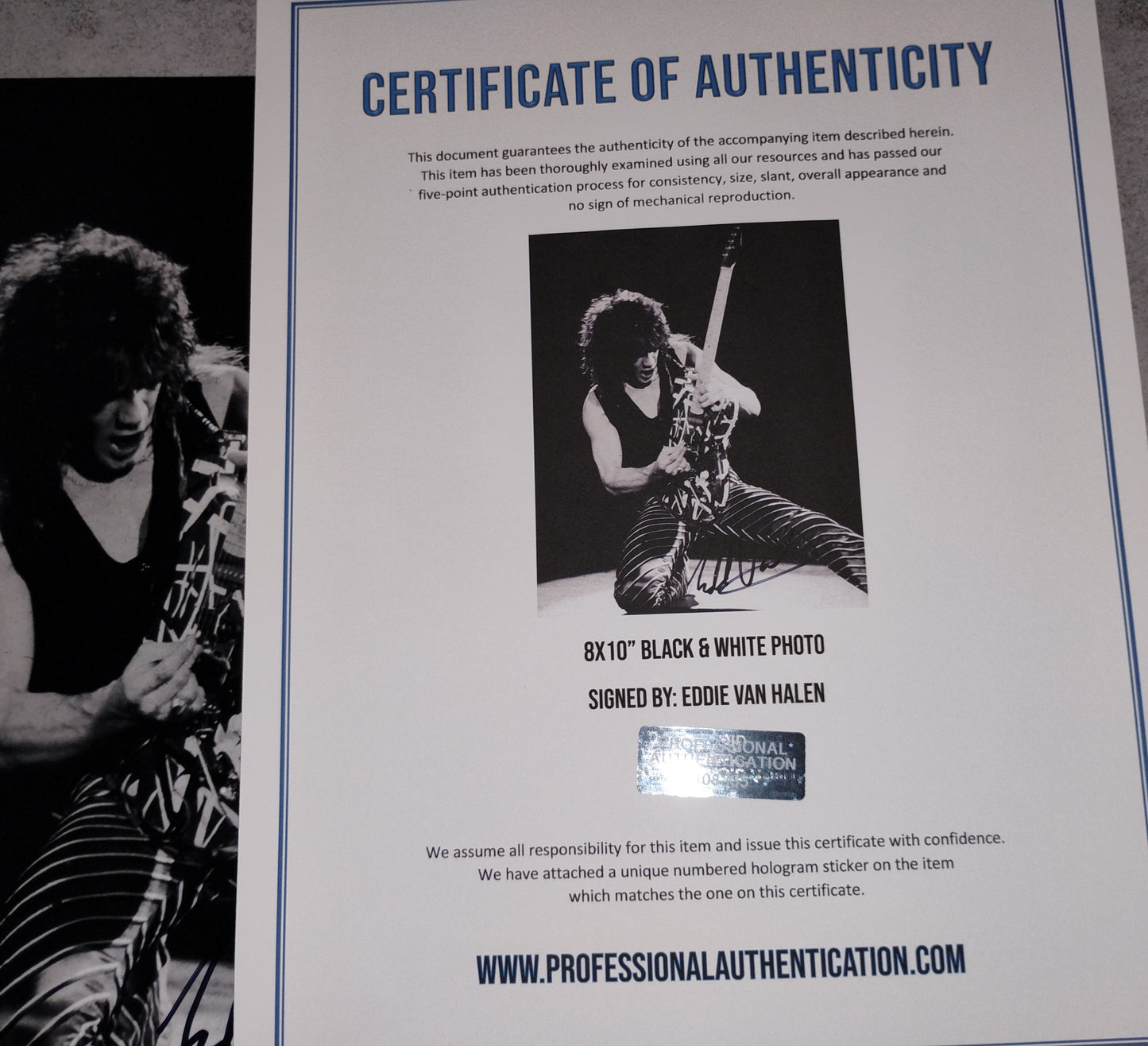 Eddie Van Halen Hand Signed Autograph 8x10 Photo COA