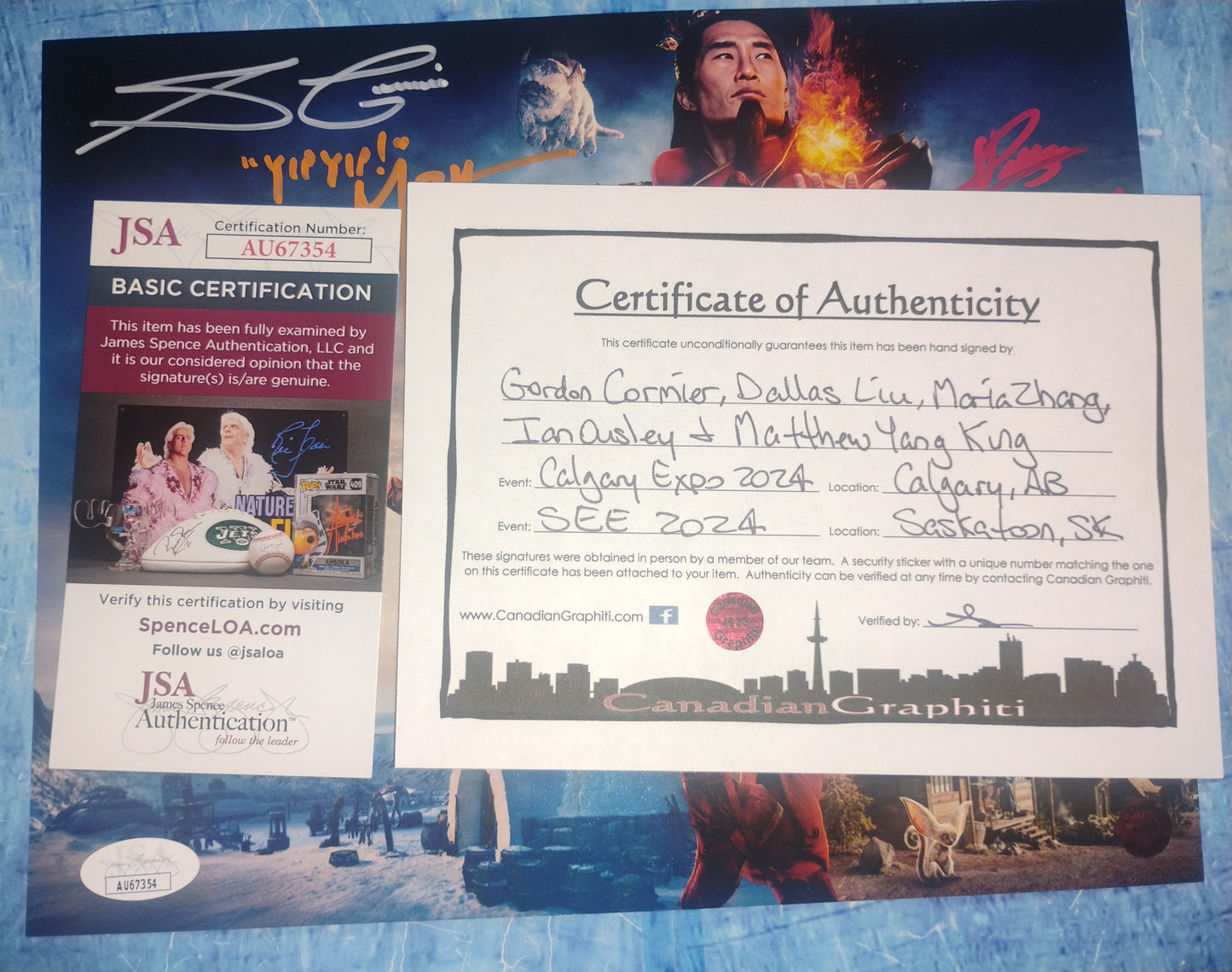 Avatar The Last Airbender Cast Hand Signed Autograph 8x10 Photo JSA COA Maria Zhang, Dallas Liu, Gordon Cormier