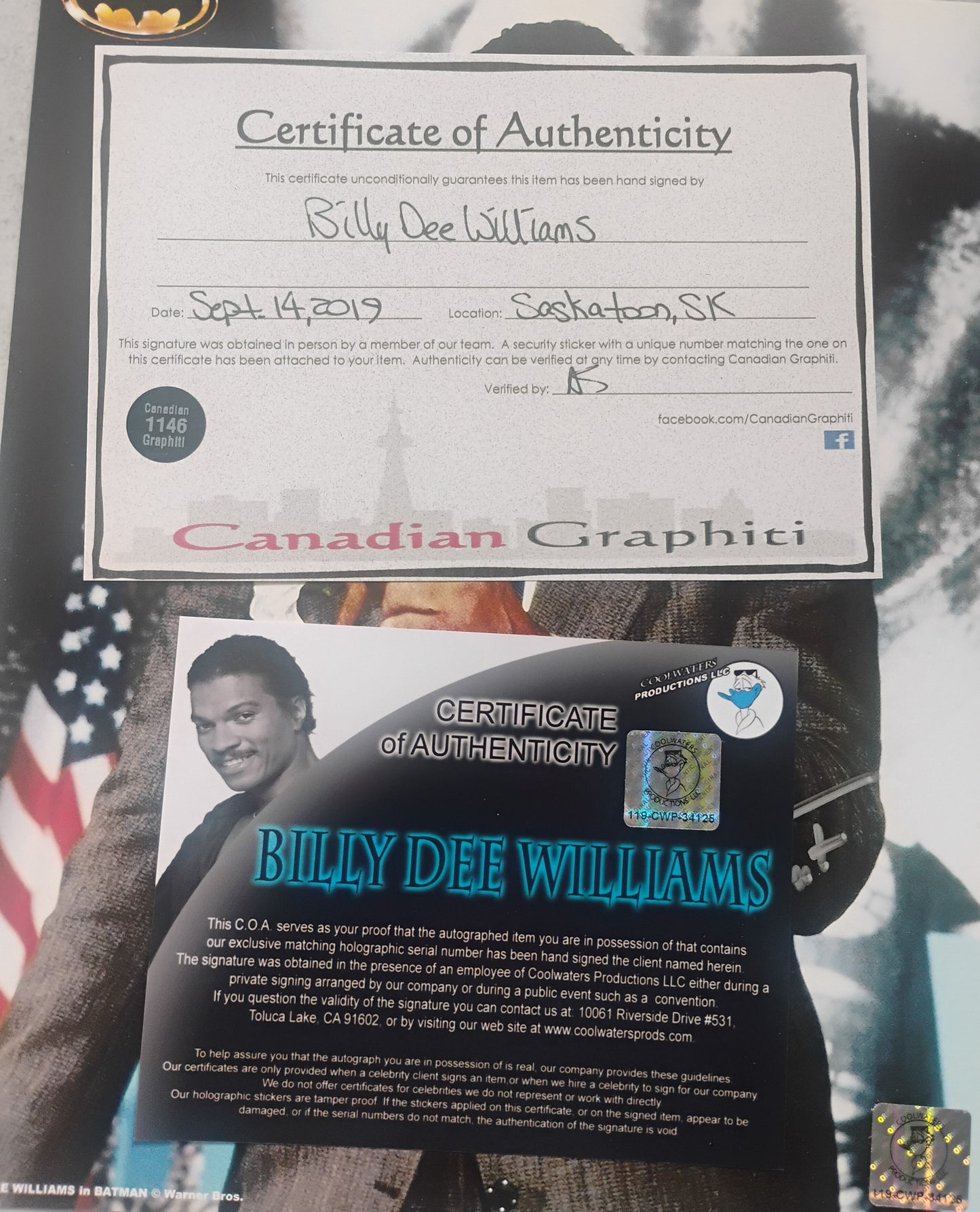 Billy Dee Williams Hand Signed Autograph 8x10 Photo COA Batman