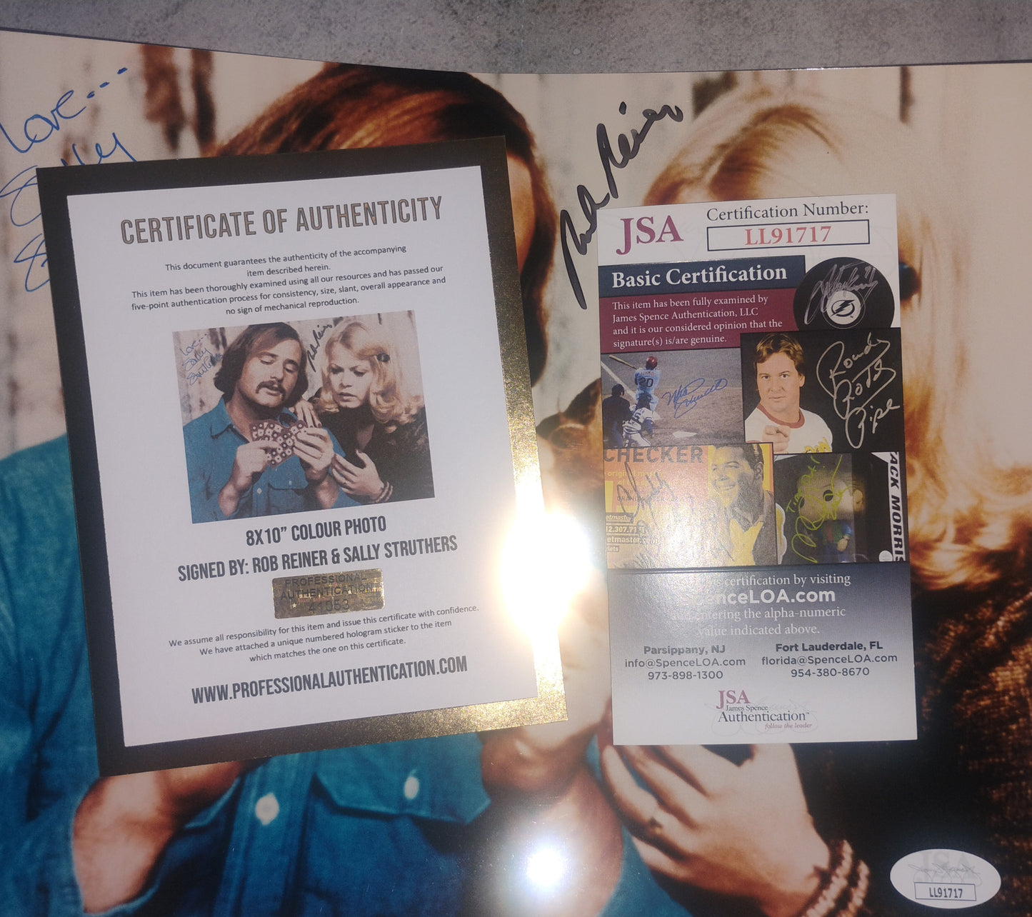 Sally Struthers & Rob Reiner Hand Signed Autograph 8x10 Photo JSA COA All In The Family