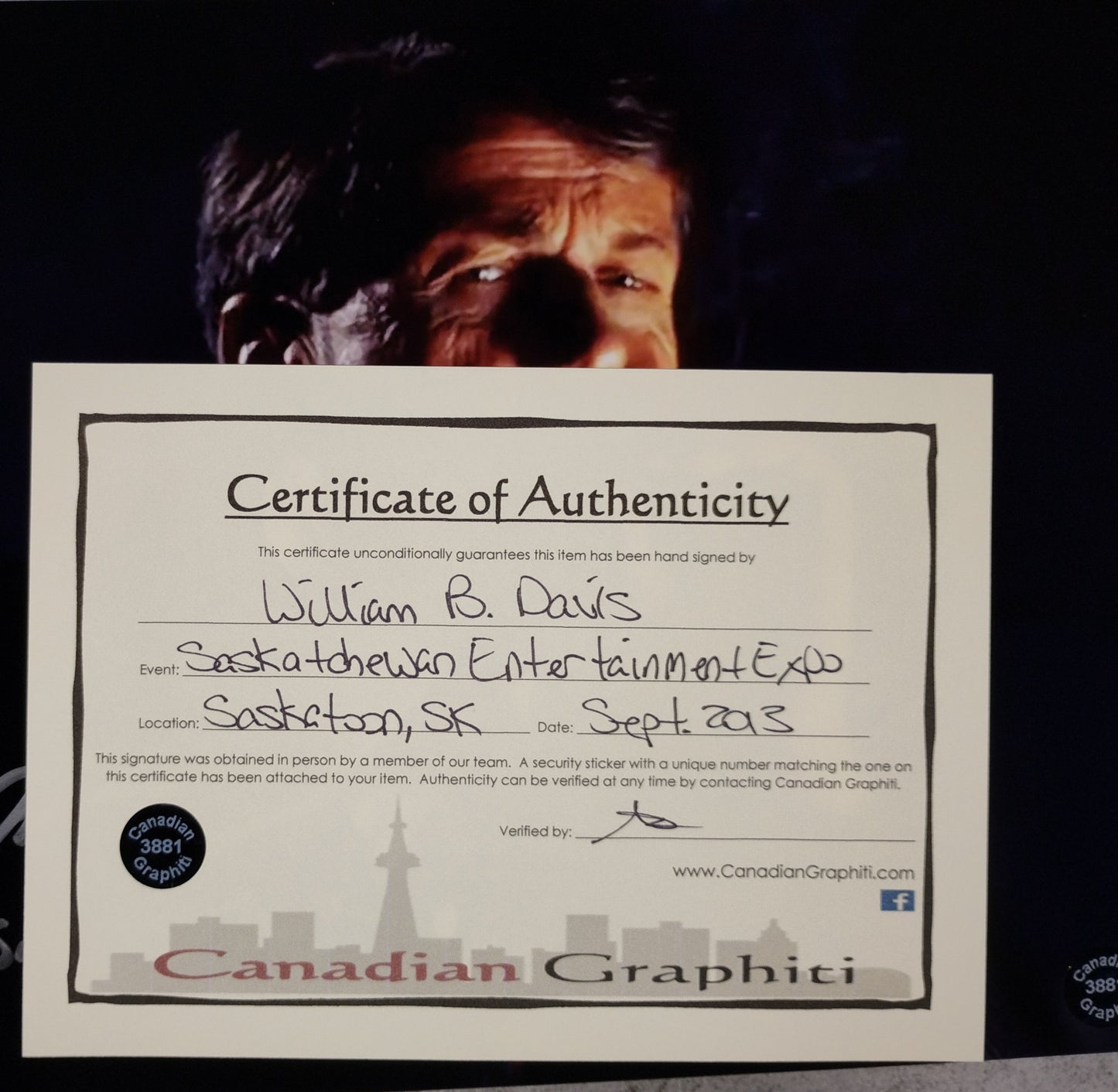William B Davis Hand Signed Autograph 8x10 Photo COA X-Files