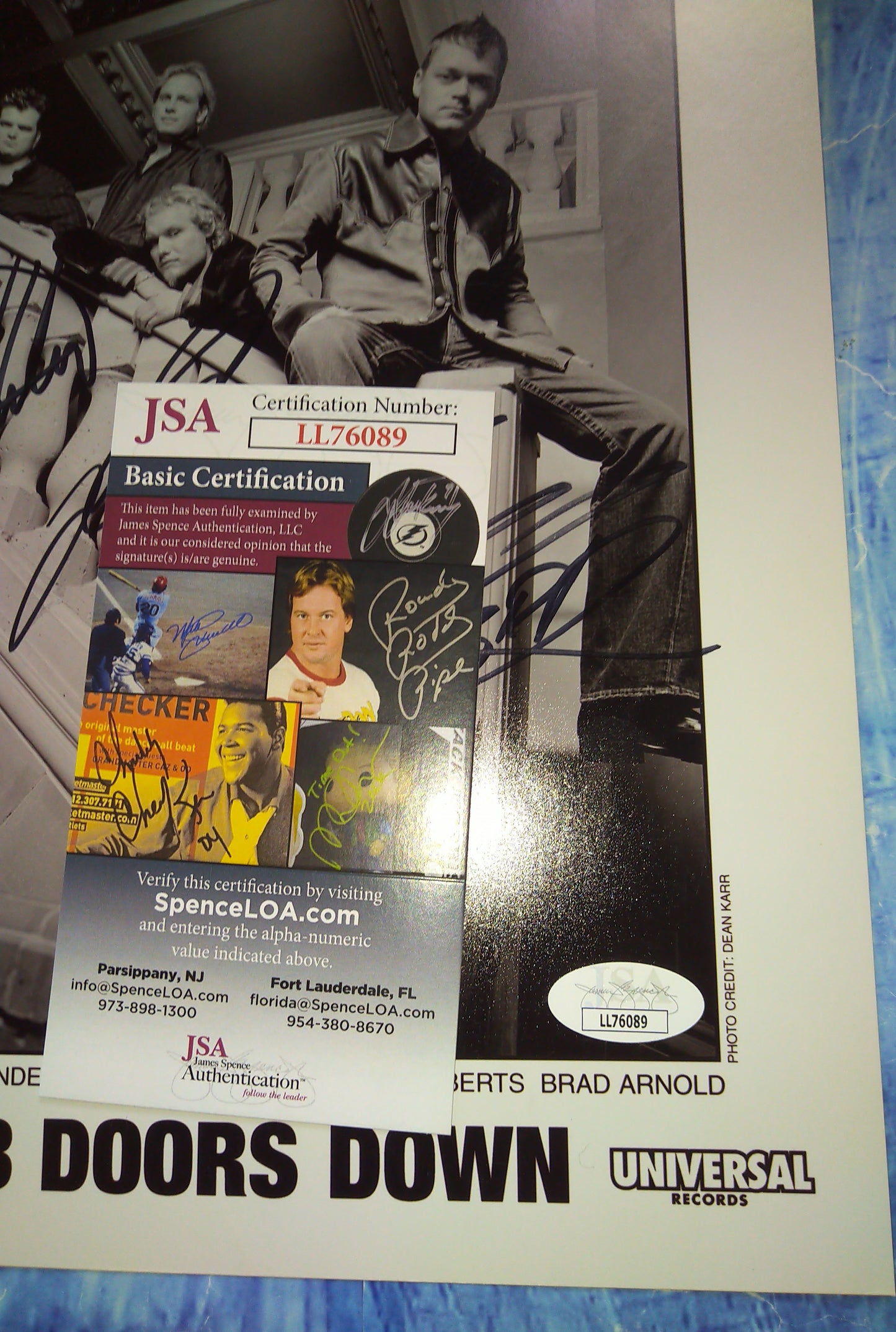 3 Doors Down Hand Signed Autograph 8x10 Photo JSA COA Brad Arnold