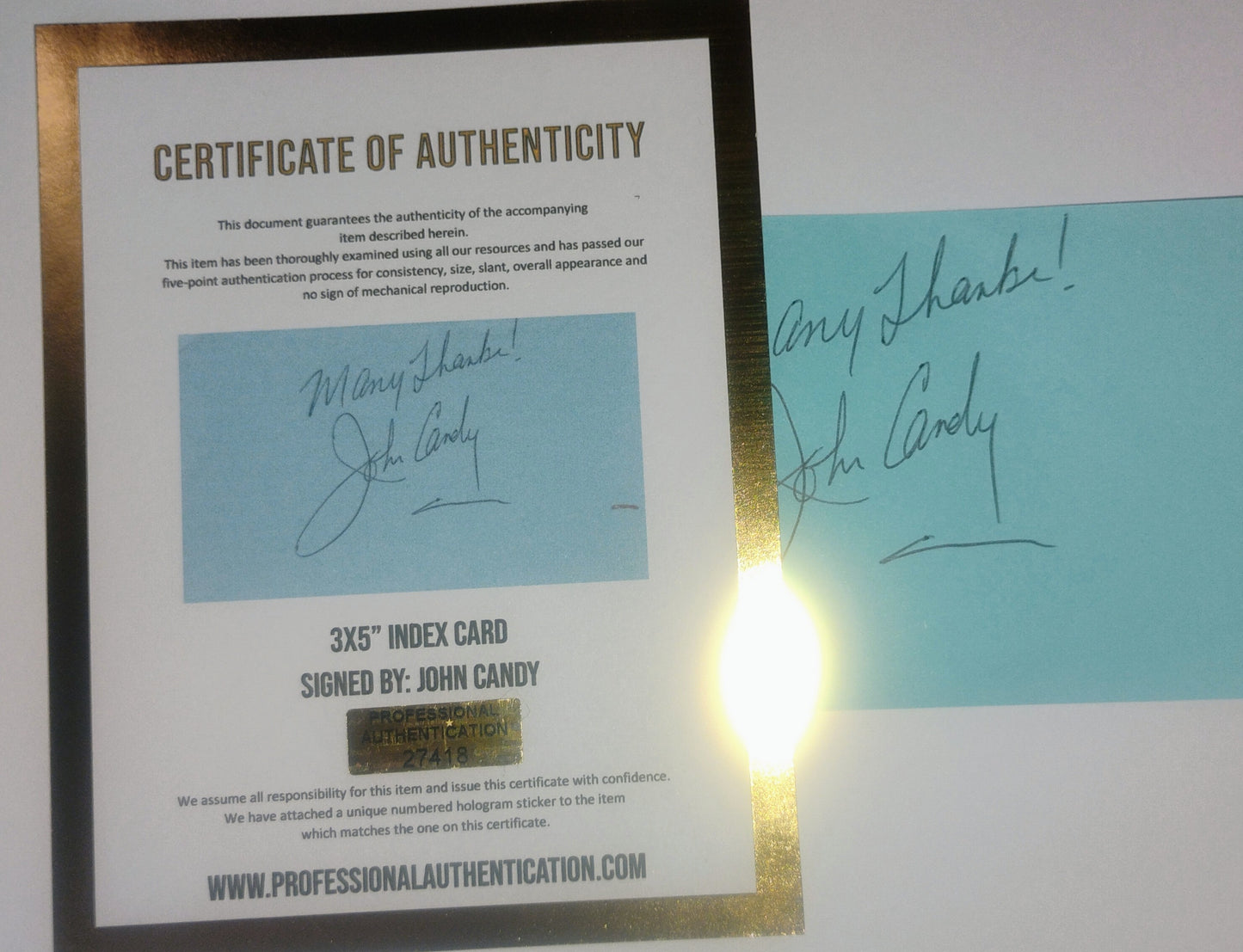 John Candy Hand Signed Autograph Index Card COA