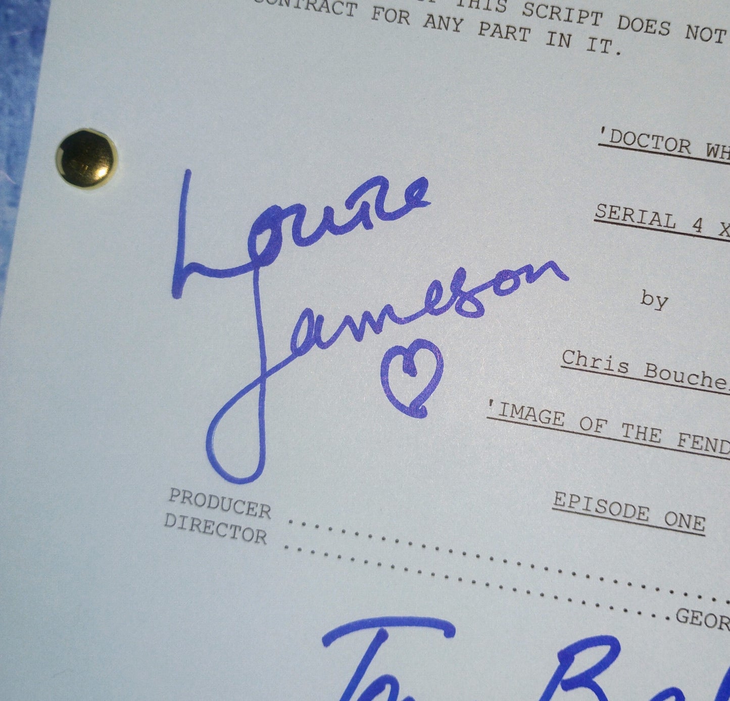 Louise Jameson & Tom Baker Hand Signed Autograph Doctor Who Script COA
