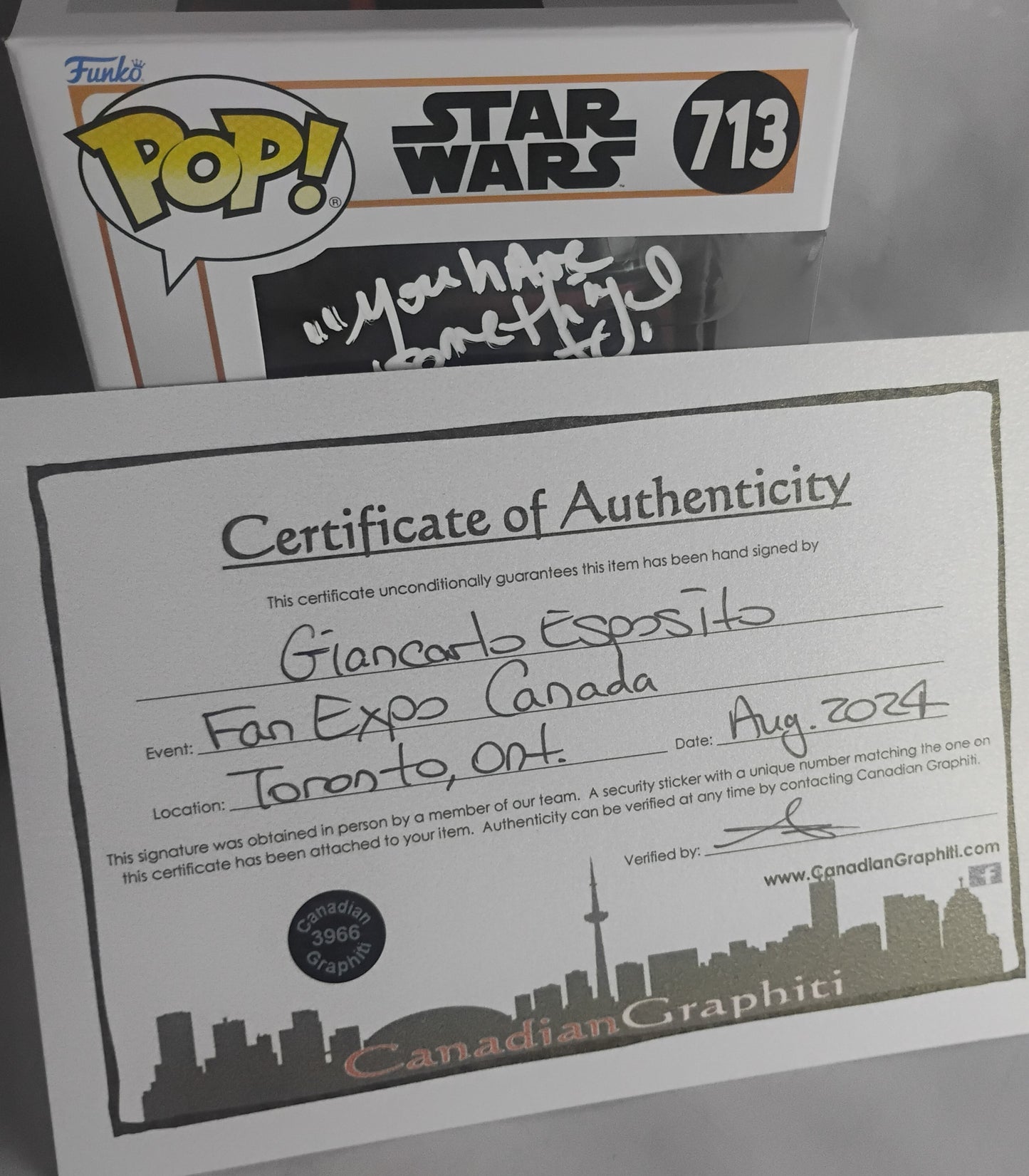 Giancarlo Esposito Hand Signed Autograph Funko Pop COA Star Wars Moff Gideon