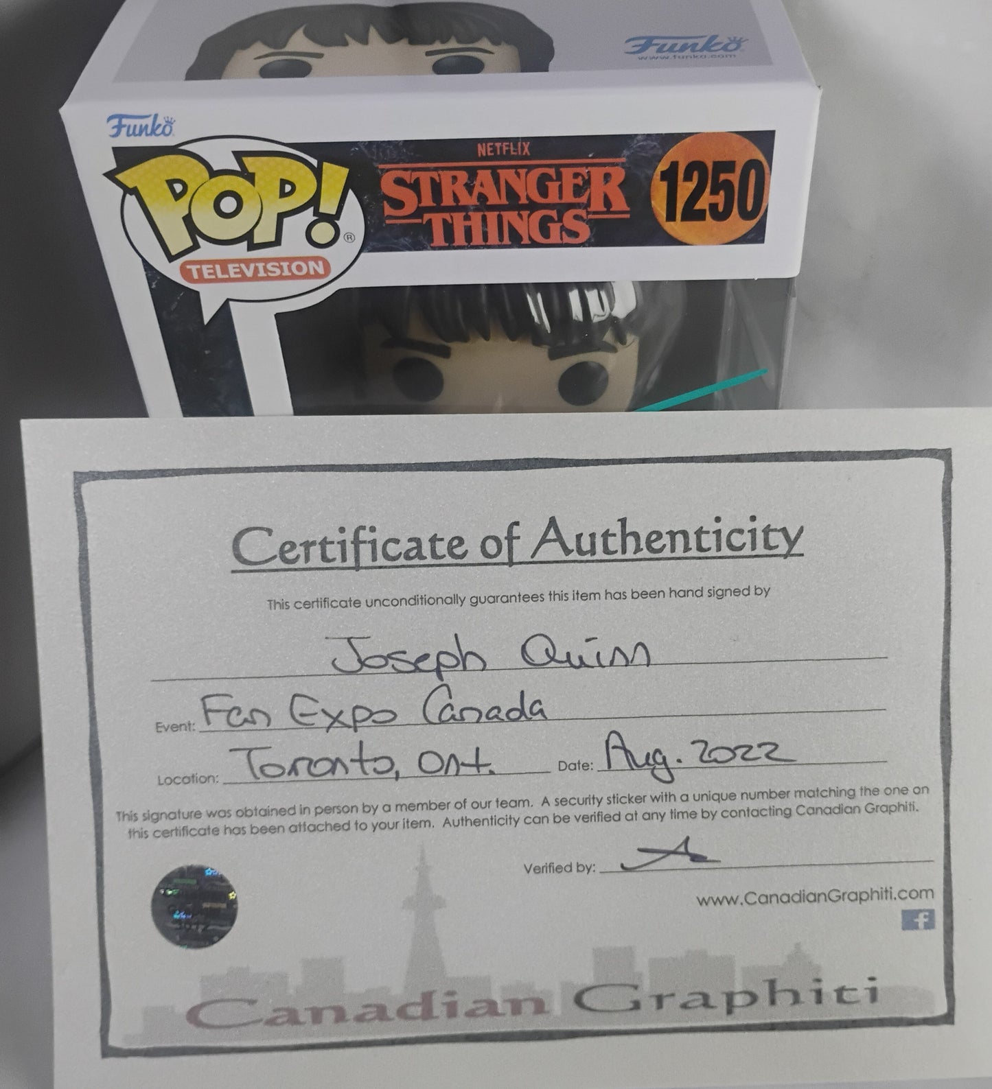 Joseph Quinn Hand Signed Autograph Stranger Things Funko Pop BAS COA Eddie Munson