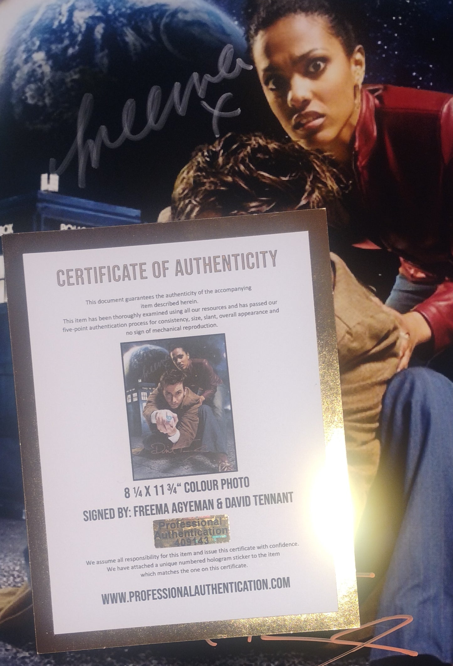 David Tennant & Freema Agyeman Hand Signed Autograph Photo COA Doctor Who