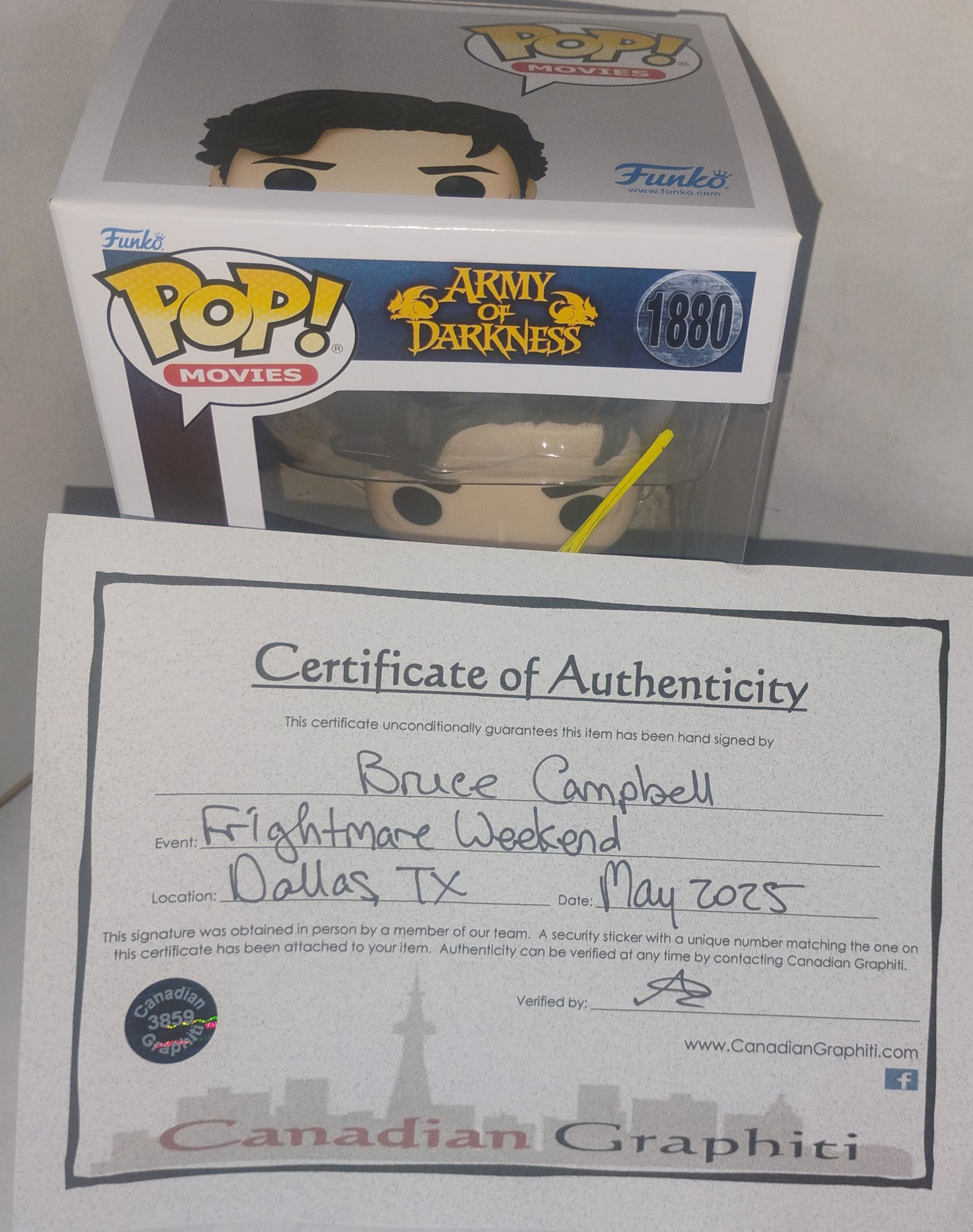 Bruce Campbell Hand Signed Autograph Ash Funko Pop COA Army Of Darkness