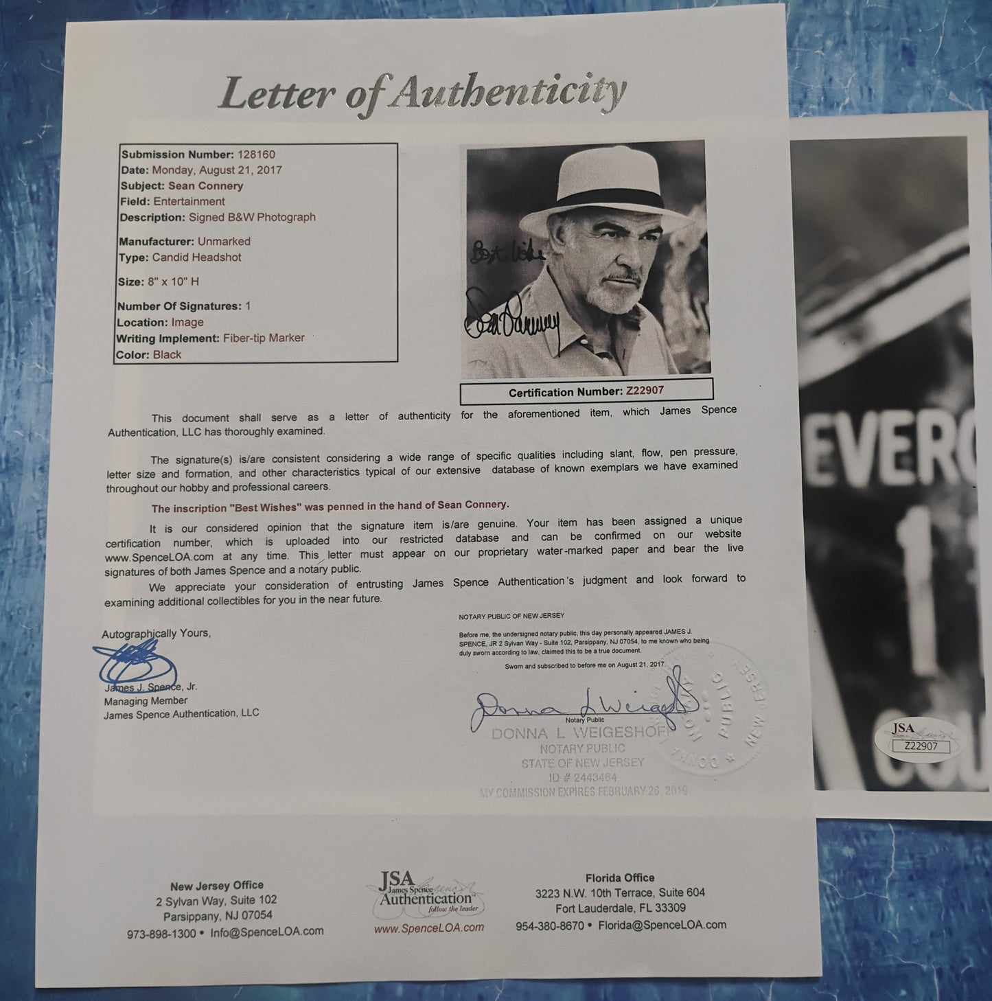 Sean Connery Hand Signed Autograph 8x10 Photo JSA COA Just Cause